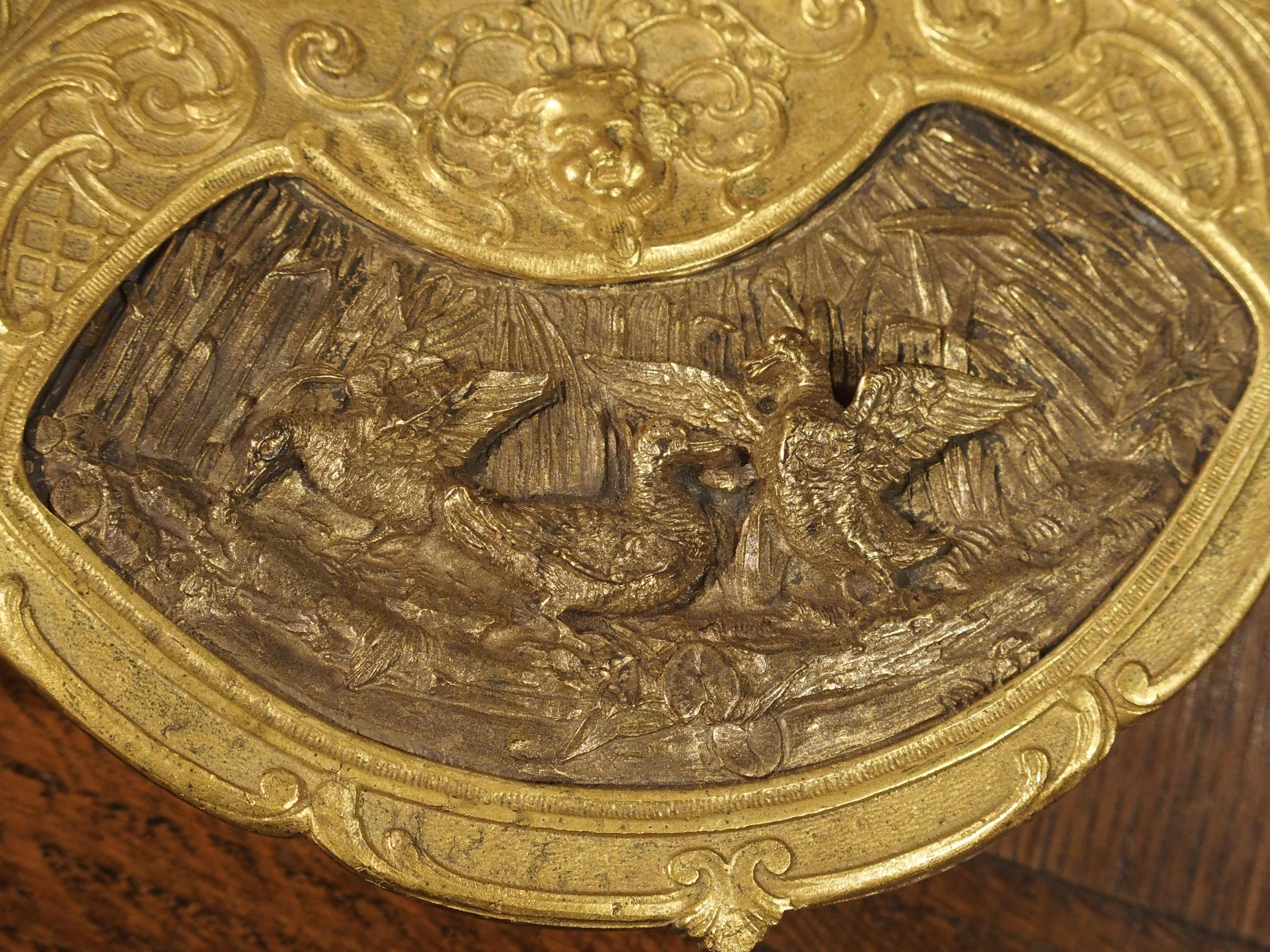 19th Century French Bronze and Crystal Inkwell with Animal Motifs 3