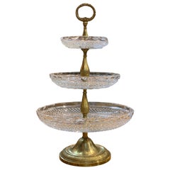 19th Century French Bronze and Cut Glass 3-Tier Tazza