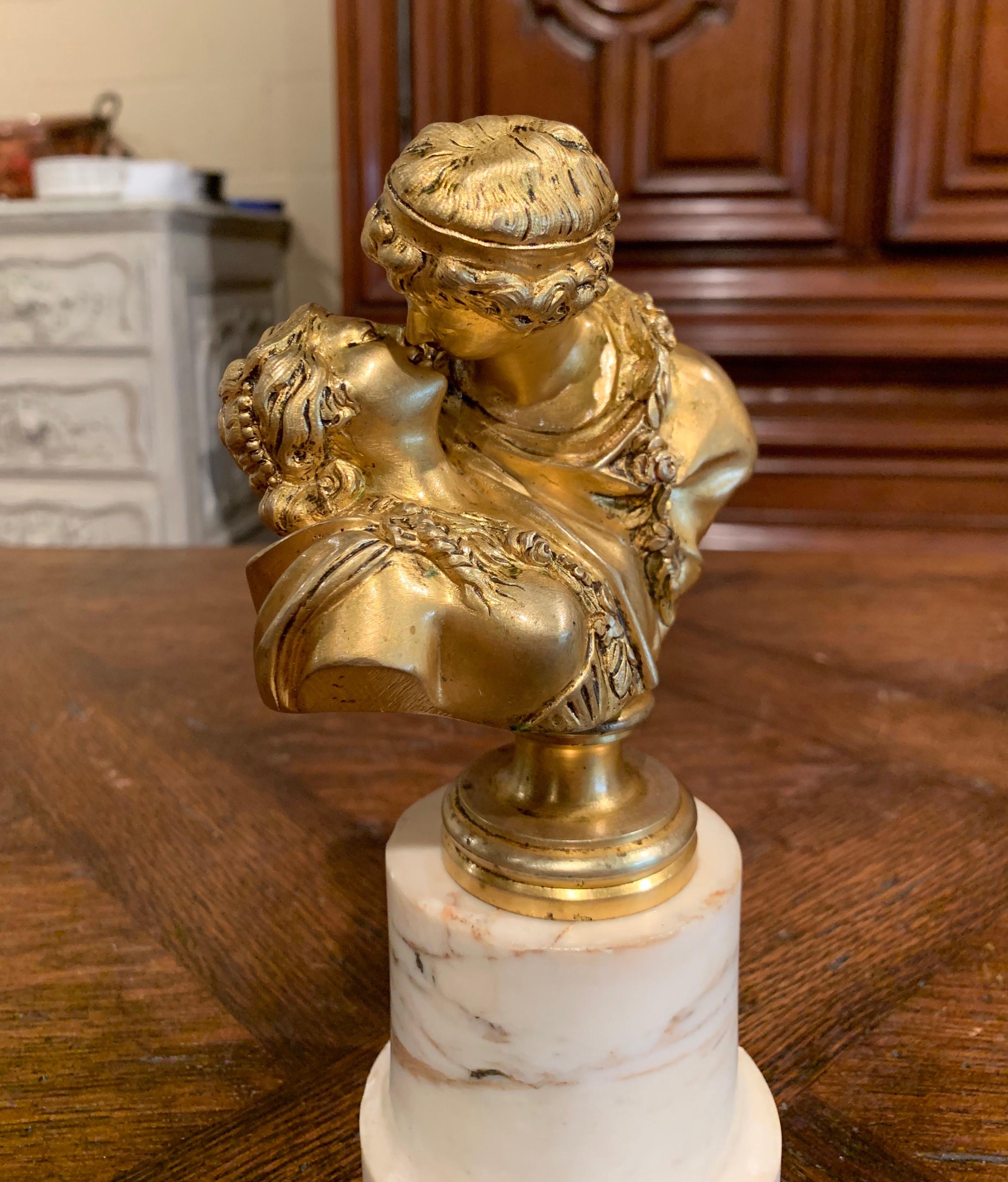 Decorate a ladies desk with this elegant antique bronze composition titled 