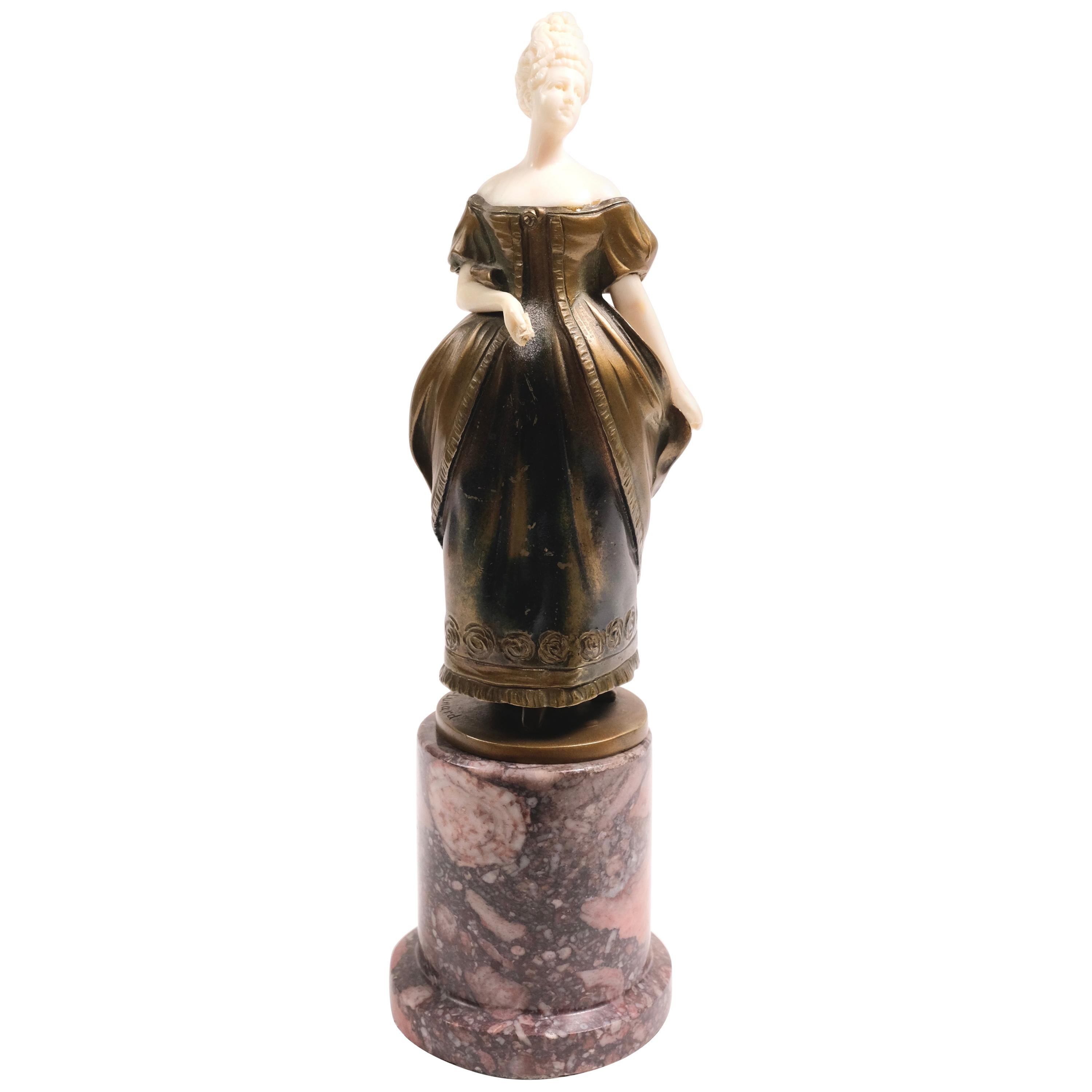 Statua francese in bronzo e marmo del XIX secolo