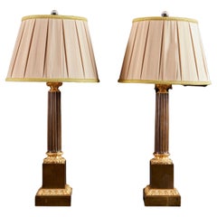 19th Century French Bronze and Ormolu Carcel Table Lamps