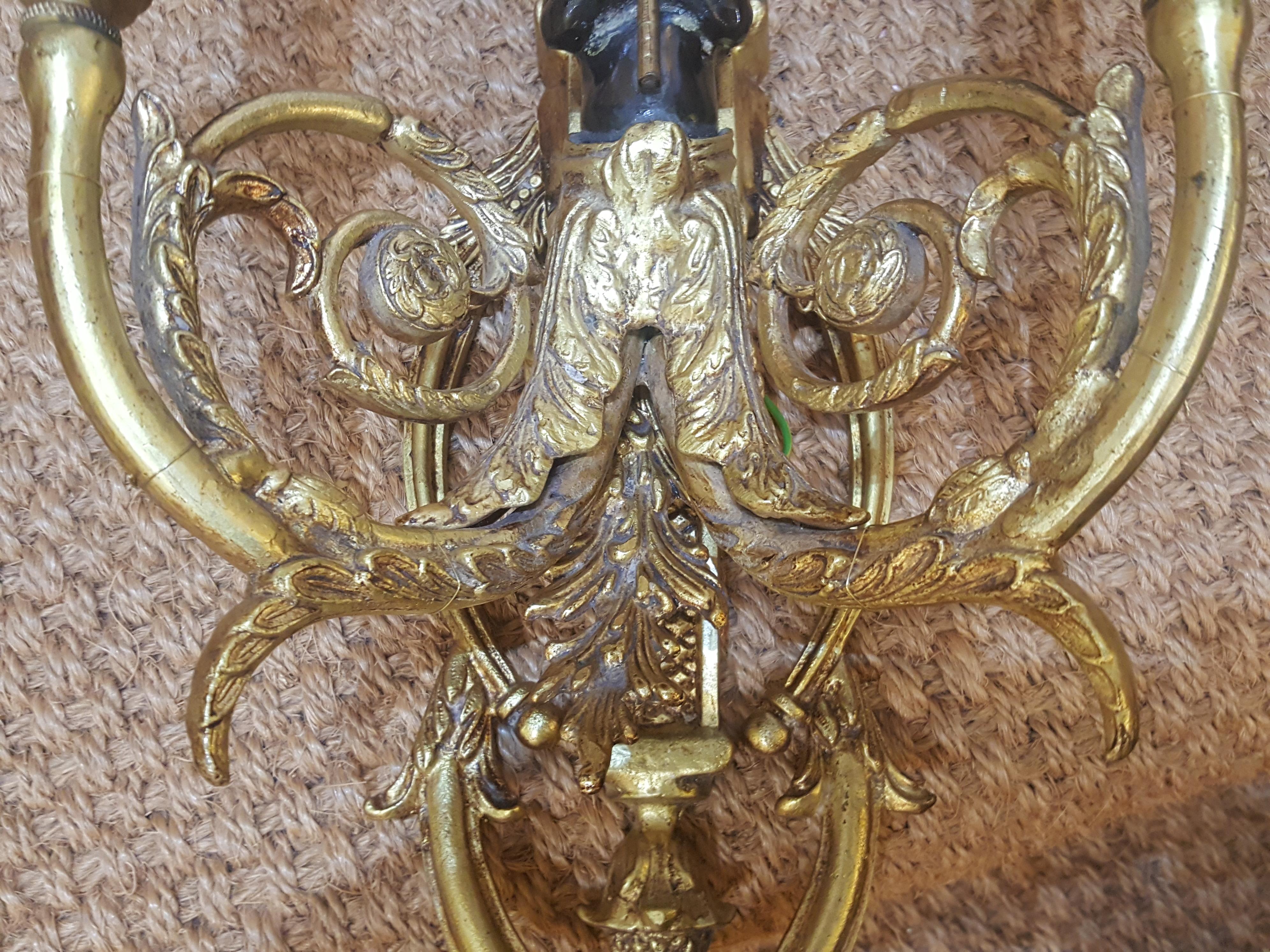 19th Century French Bronze and Ormolu Wall Light In Good Condition In Altrincham, GB