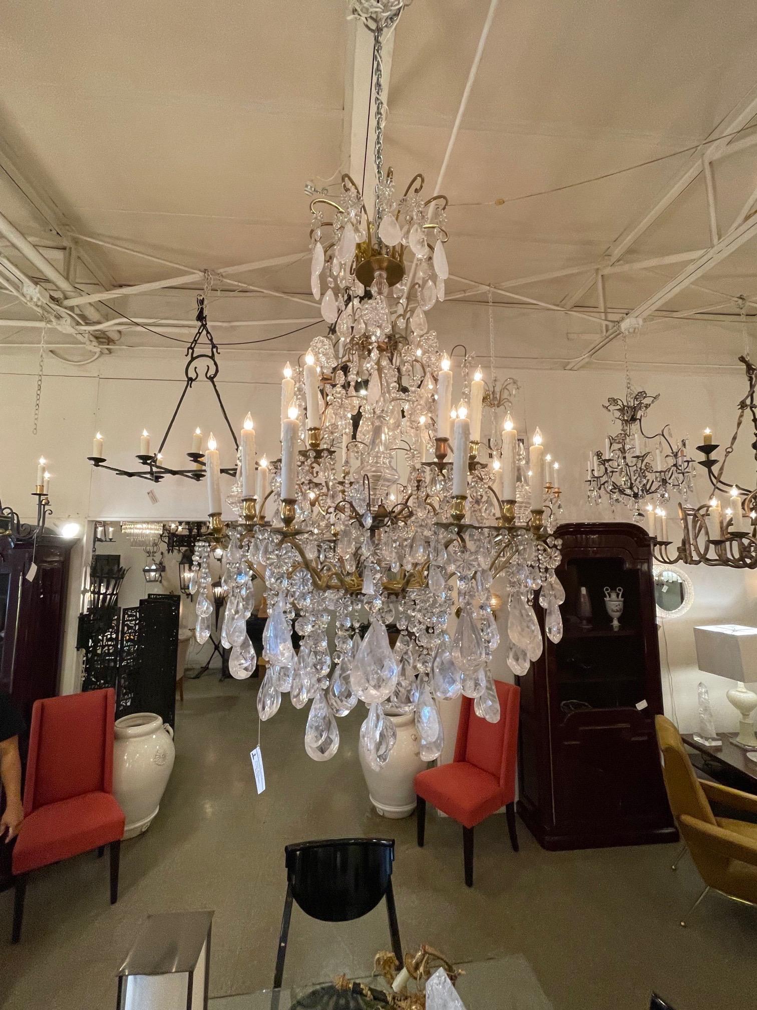 19th Century French Bronze and Rock Crystal Chandelier 1