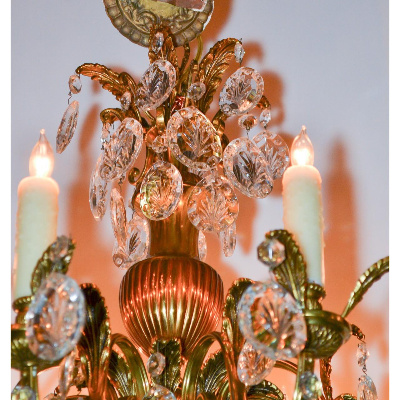 19th Century French Bronze and Rock Crystal Chandelier In Good Condition In Dallas, TX