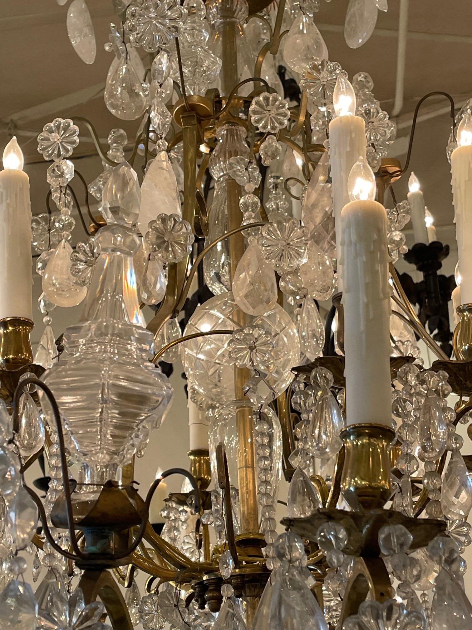 19th Century French Bronze and Rock Crystal Chandelier 4