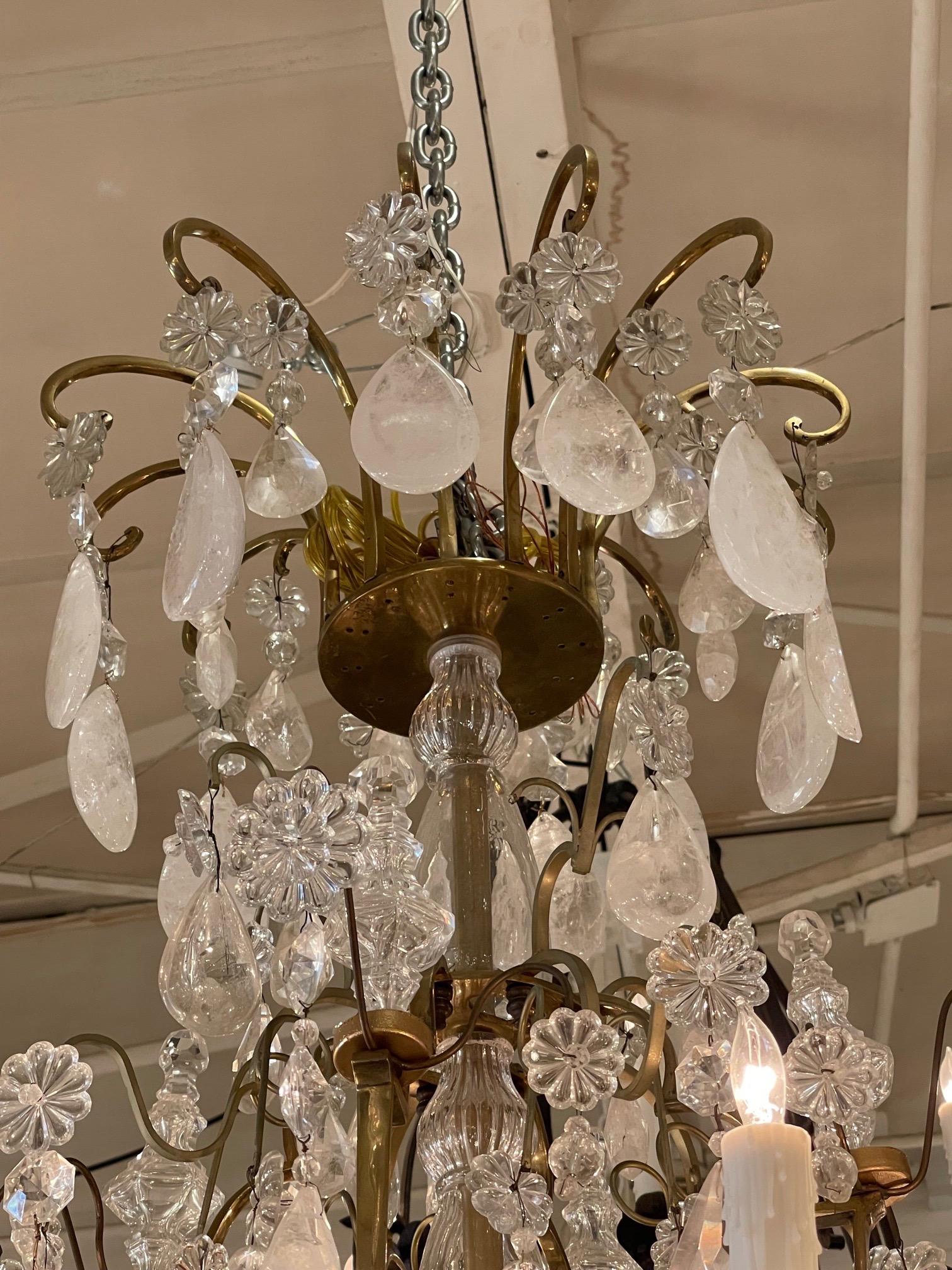 19th Century French Bronze and Rock Crystal Chandelier 5