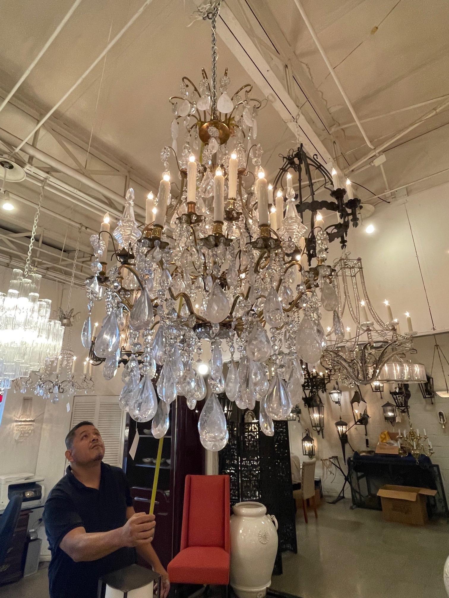19th Century French Bronze and Rock Crystal Chandelier 6