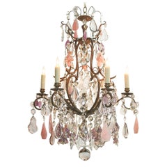 19th Century French Bronze and Rock Crystal Chandelier