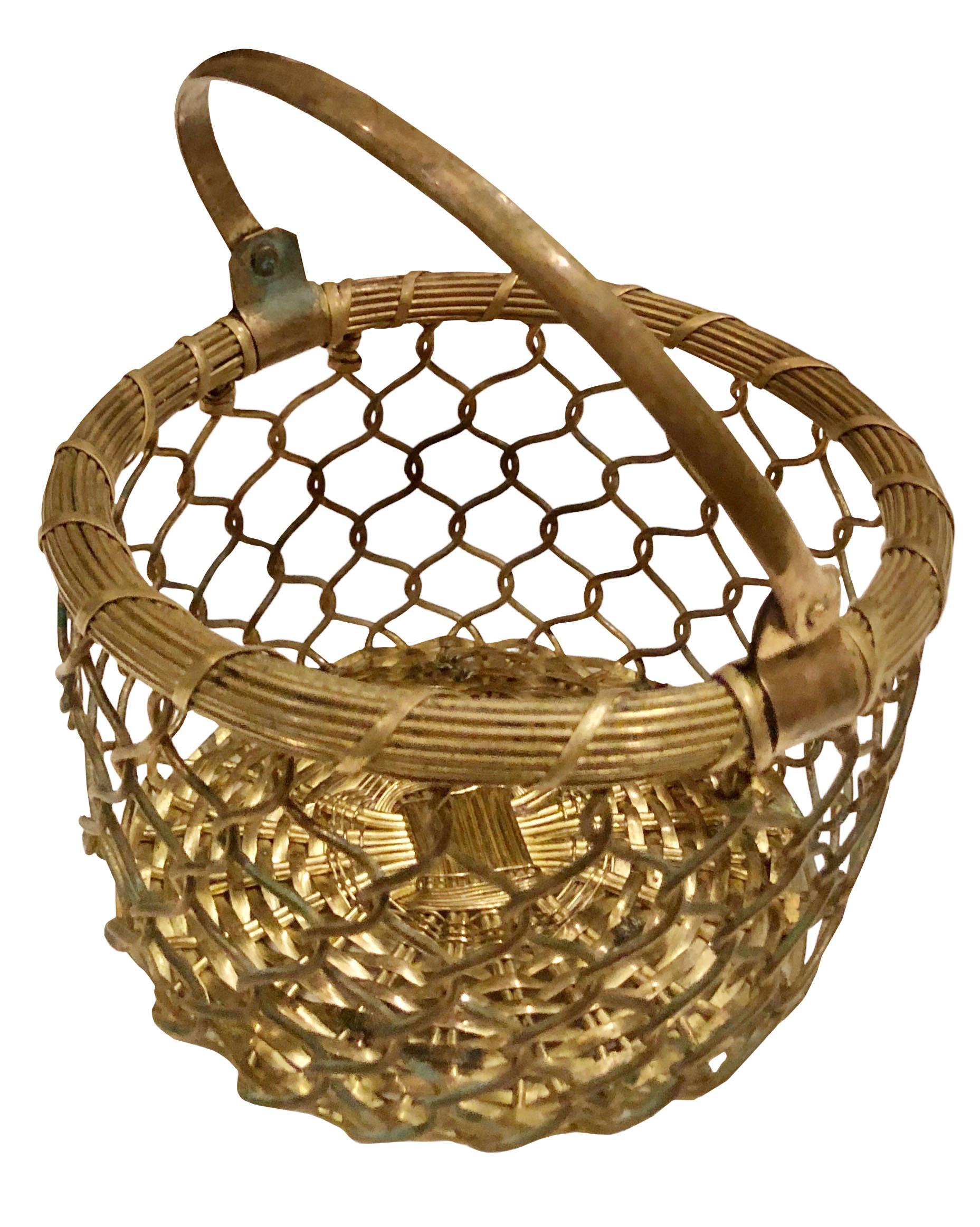 Late 19th Century 19th Century French Bronze Basket For Sale