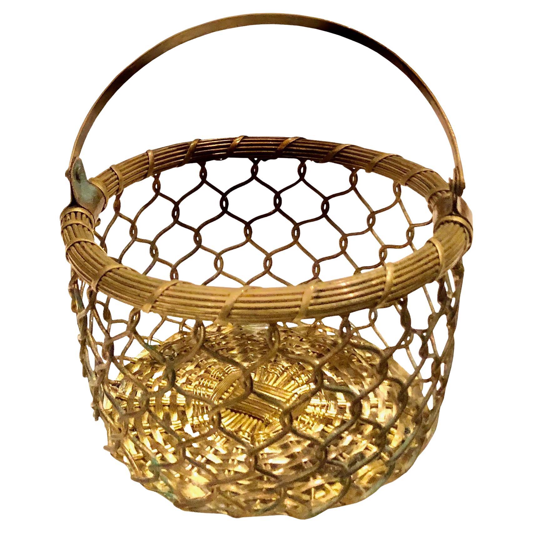 19th Century French Bronze Basket For Sale