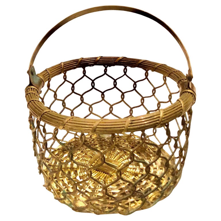 19th Century French Bronze Basket For Sale at 1stDibs