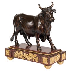 Bouleau français du 19ème siècle sur socle en marbre rouge griotte monté en bronze doré