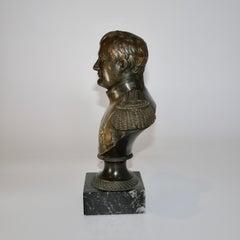 19th Century French Bronze Bust of an Officer on a Black Base