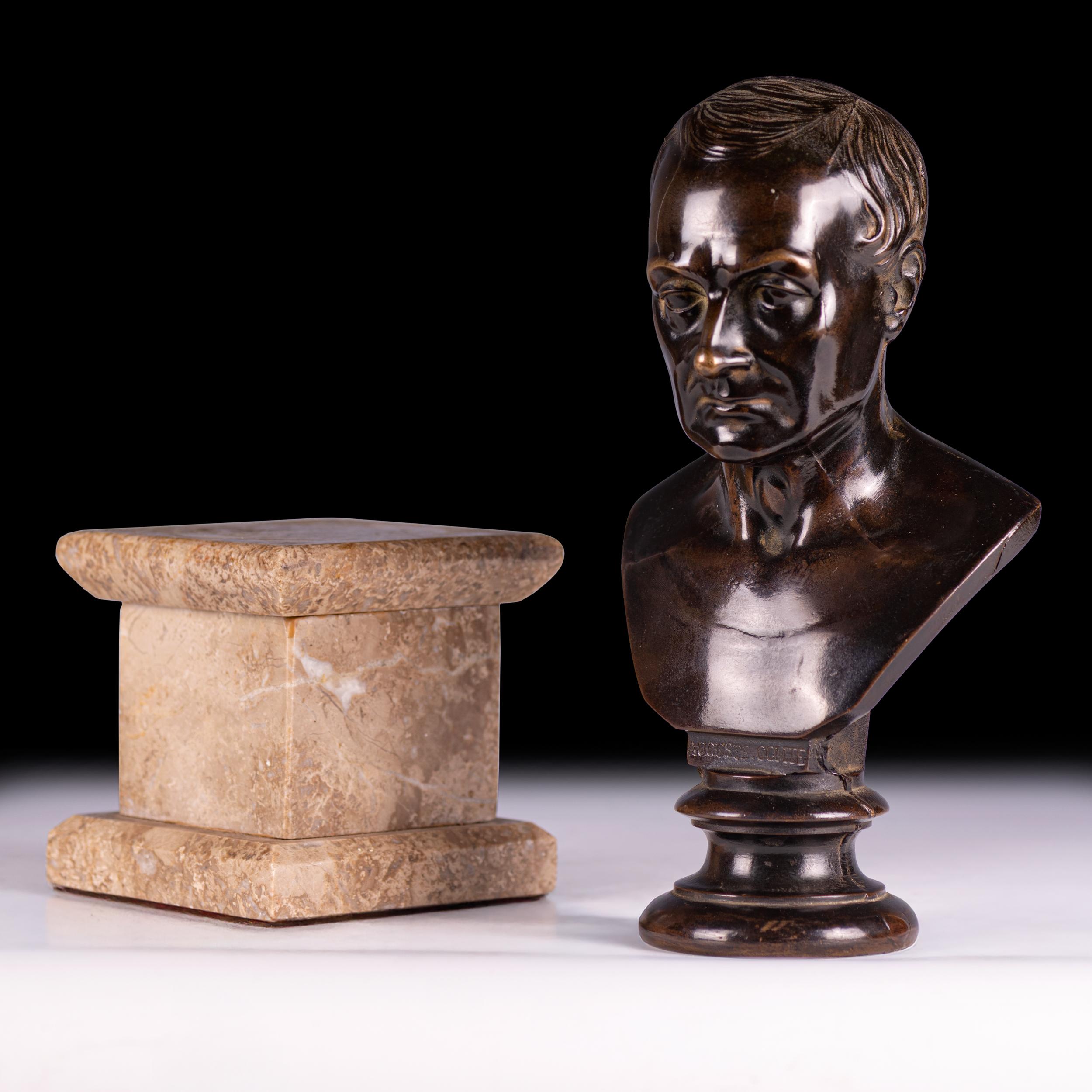 19th Century French Bronze Bust Of Auguste Comte (French Positivist Philosopher) For Sale 2