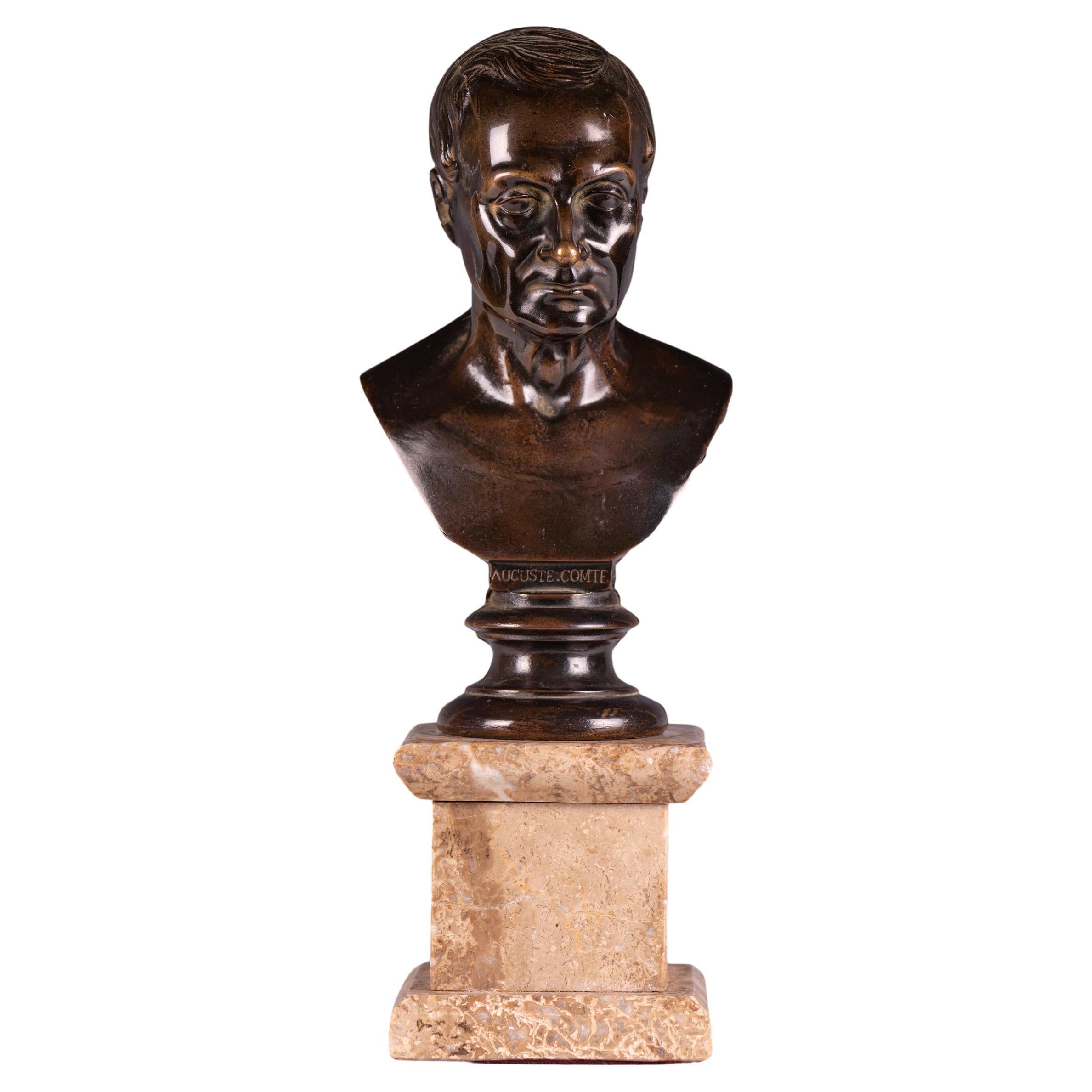 Busto in bronzo francese del XIX secolo di Auguste Comte (filosofo positivista francese)