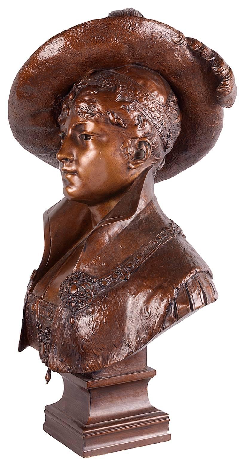 XIXe siècle Buste de femme classique en bronze français du 19ème siècle en vente
