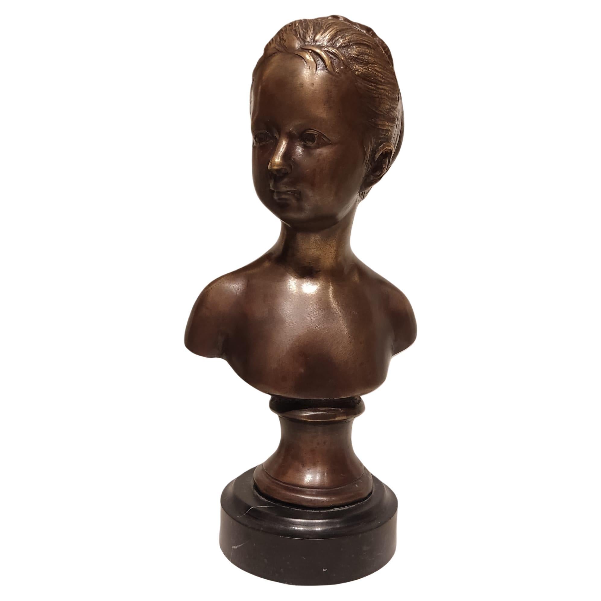 Busto in bronzo francese del XIX secolo di Louise Brongniart