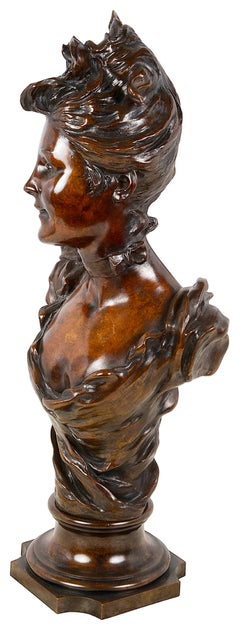 19th Century French Bronze Bust of Young Lady