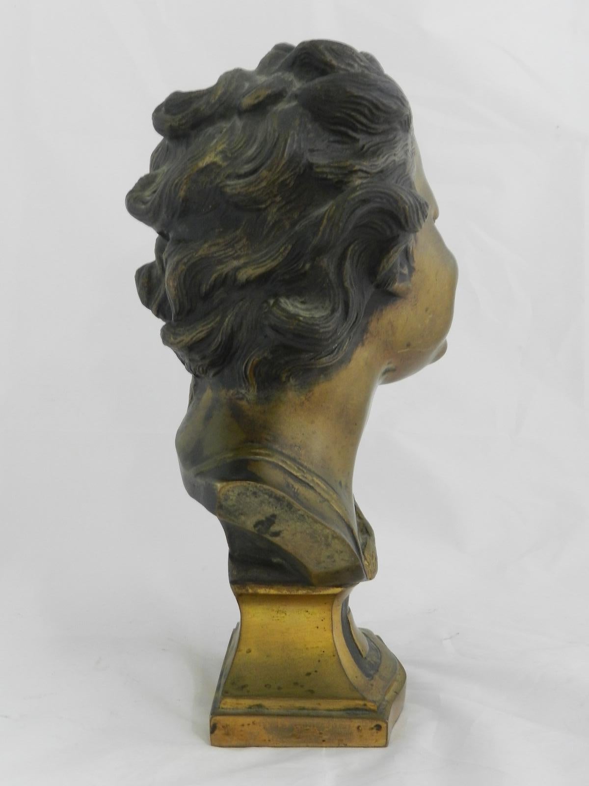 Estatua francesa de busto de bronce del siglo XIX Dorado en venta