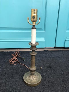 19th Century French Bronze Candlestick as Lamp