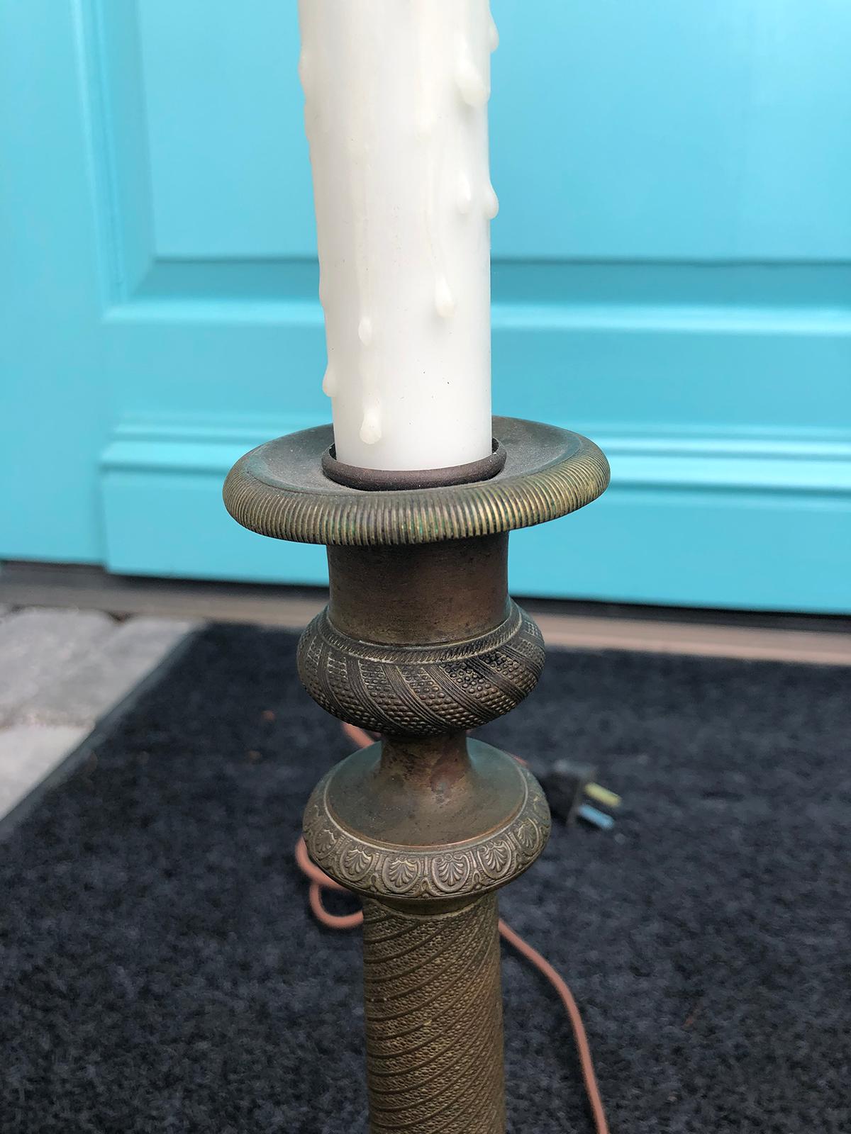 19th Century French Bronze Candlestick as Lamp For Sale 2