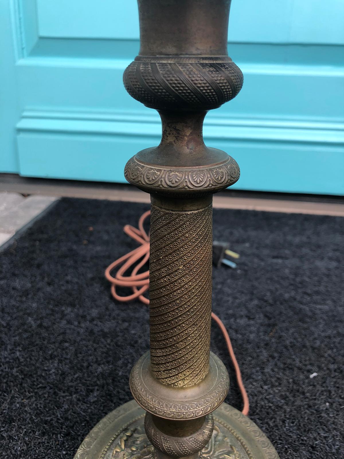 19th Century French Bronze Candlestick as Lamp For Sale 3