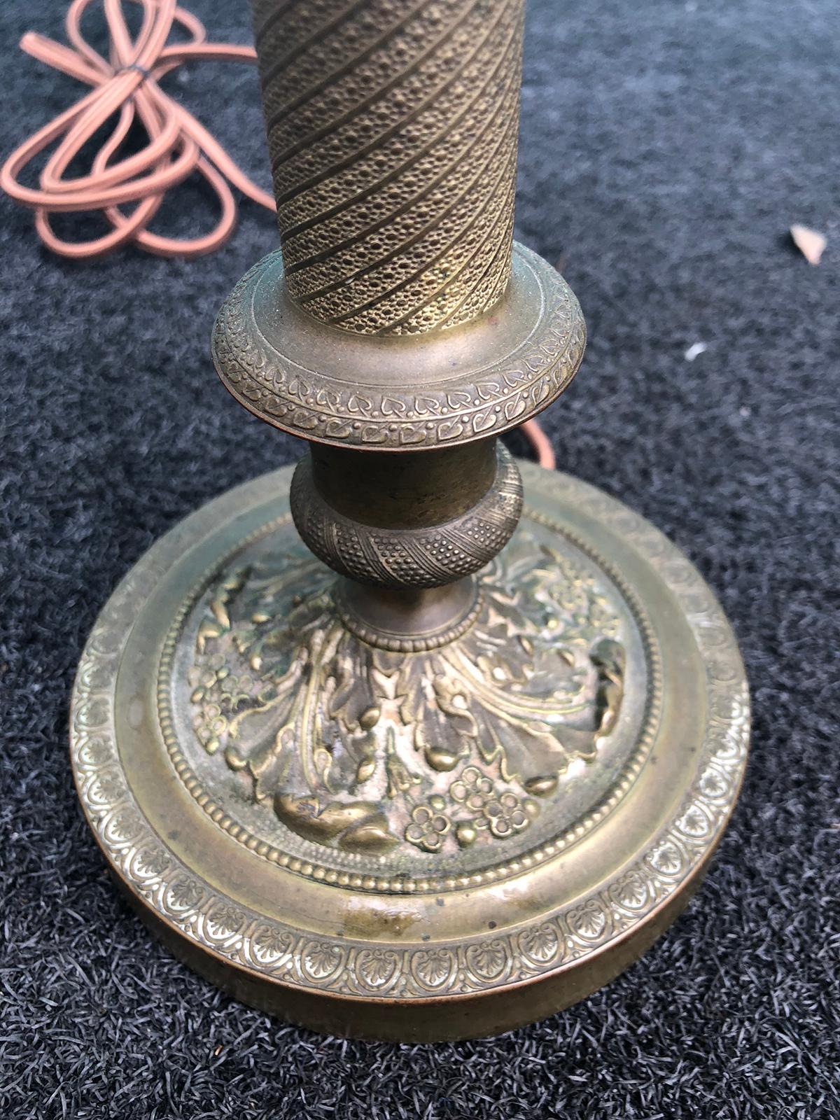 19th Century French Bronze Candlestick as Lamp For Sale 4