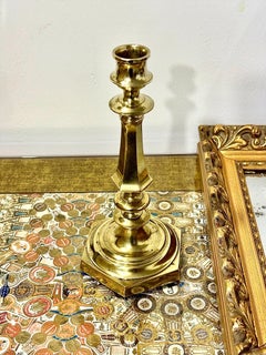 19th Century French Bronze Candlestick with Hexagonal Base