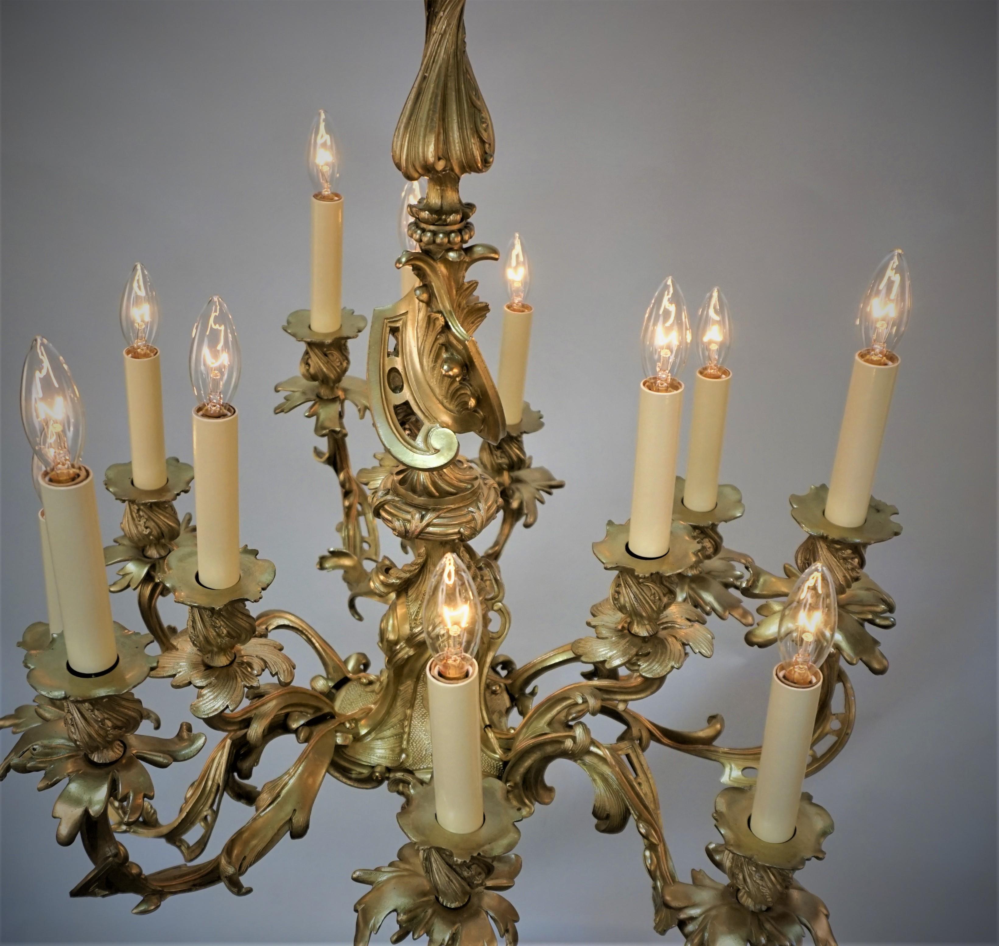 19th Century French Bronze Chandelier For Sale 7