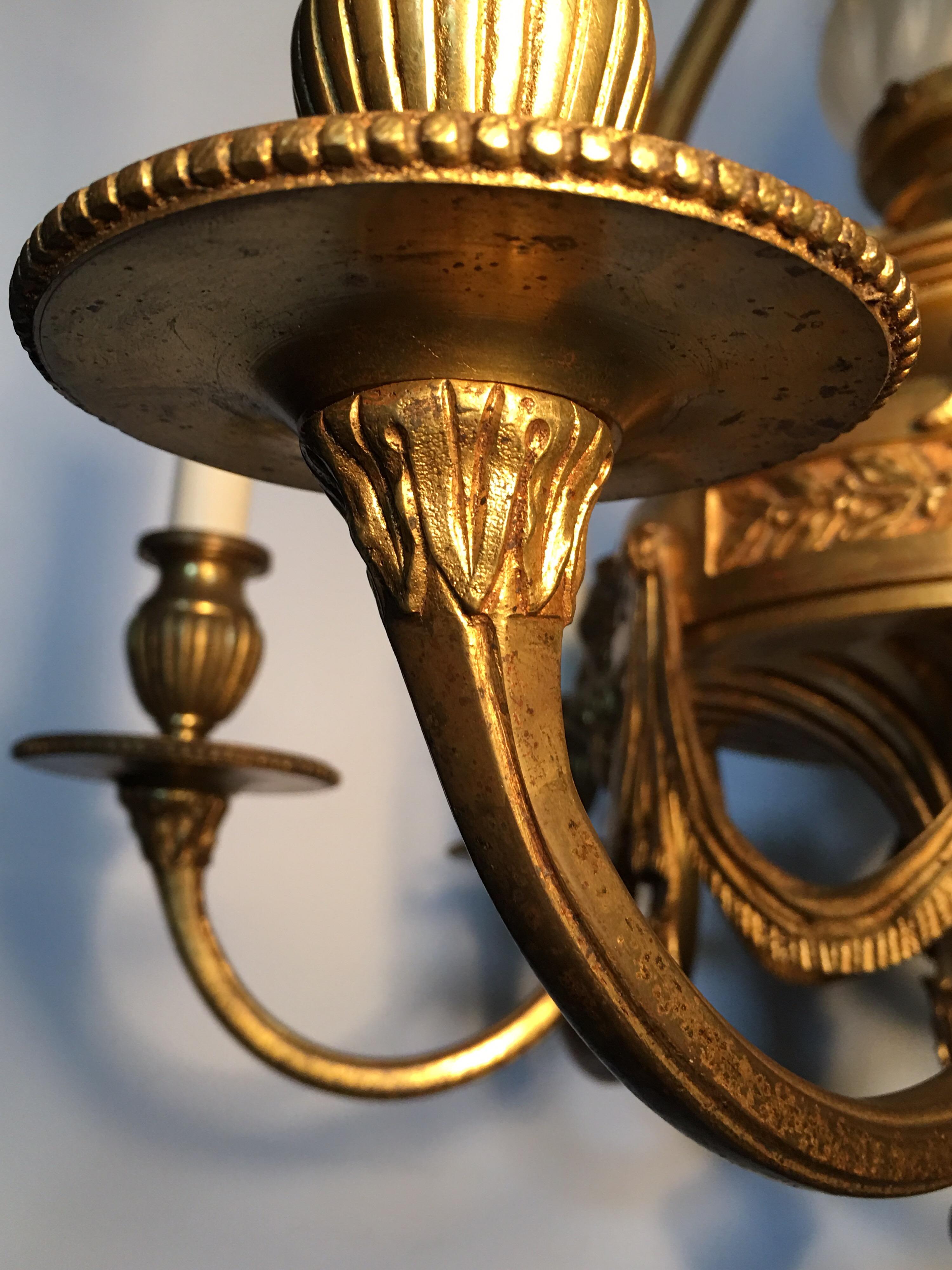 19th Century French Louis XVI Bronze Chandelier For Sale 6