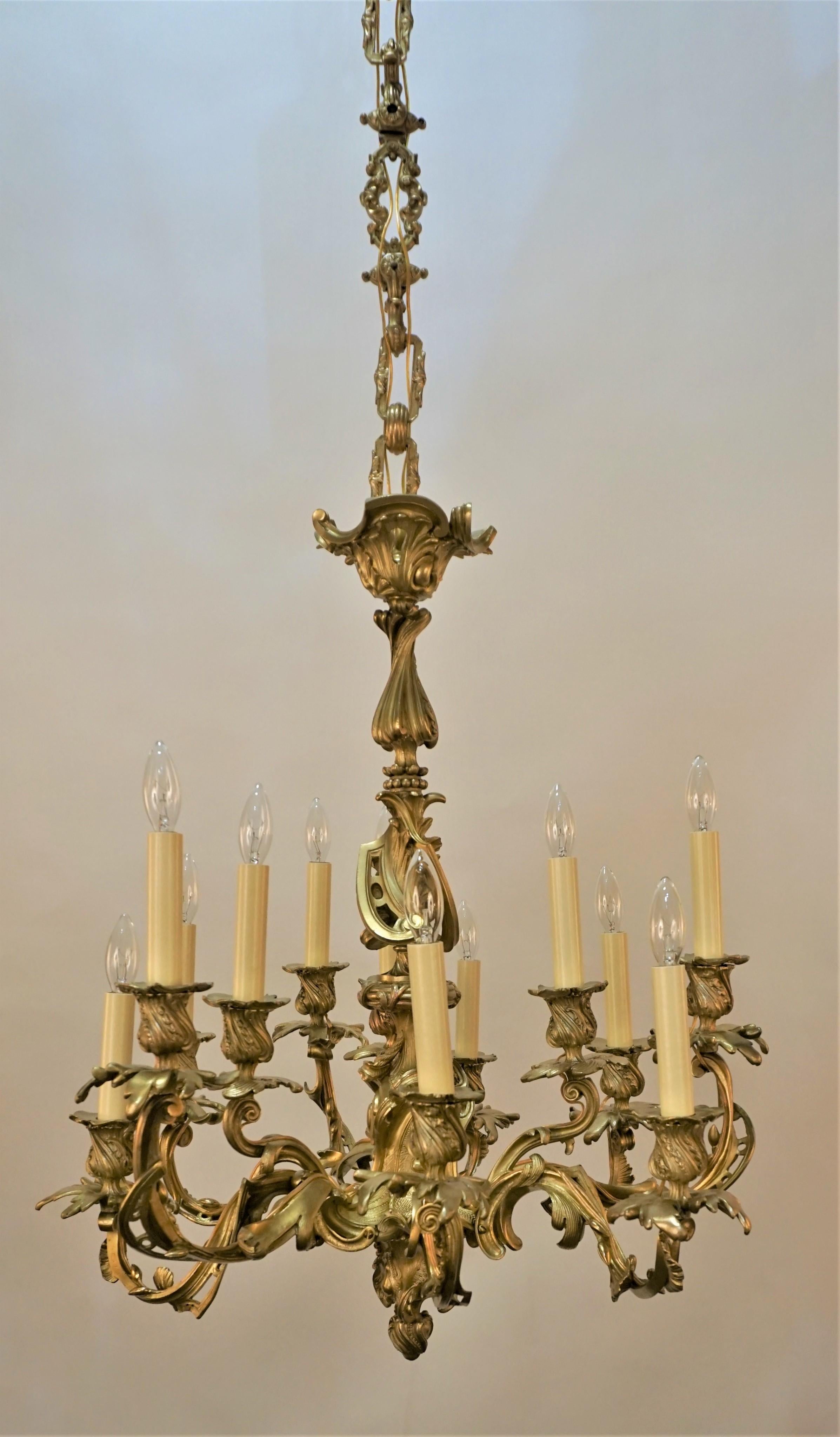 19th Century French Bronze Chandelier For Sale 8