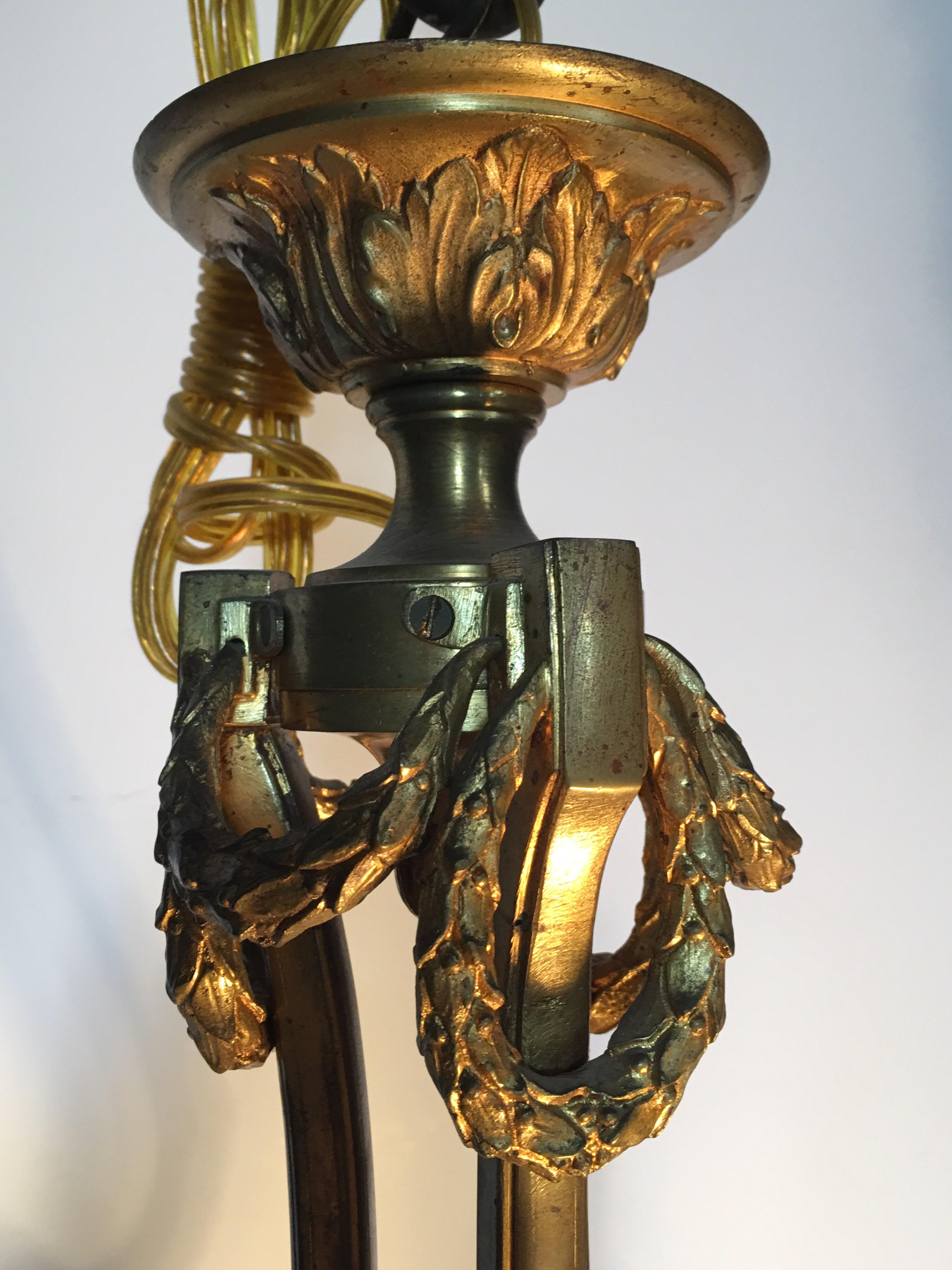 19th Century French Louis XVI Bronze Chandelier For Sale 8