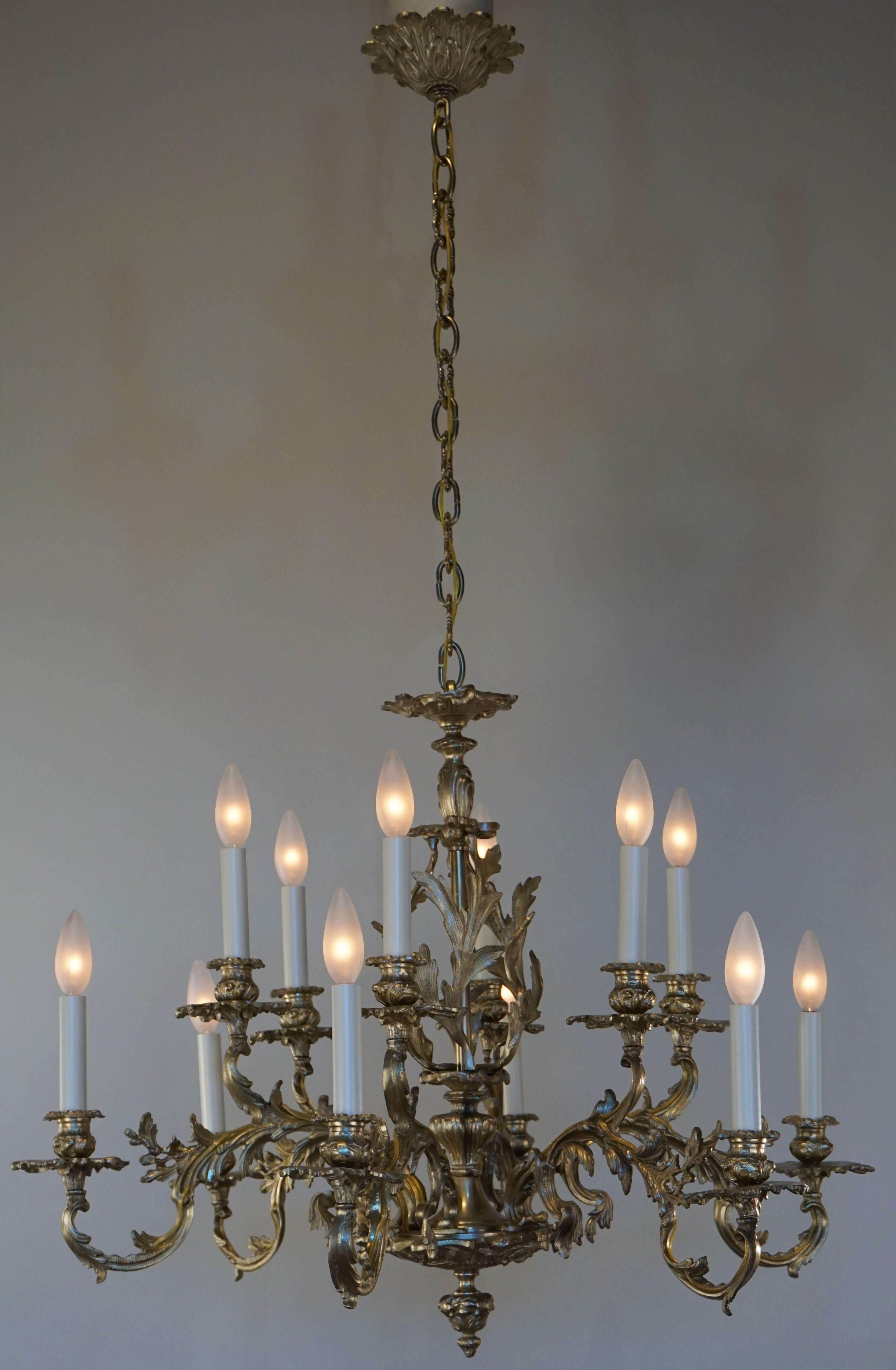 A fantastic twelve-light chandelier. Crafted in France by artisan during 19th century, this chandelier originally lit by candles. This chandelier is custom converted and electrified and no linger require was to be lit, this chandelier is as
