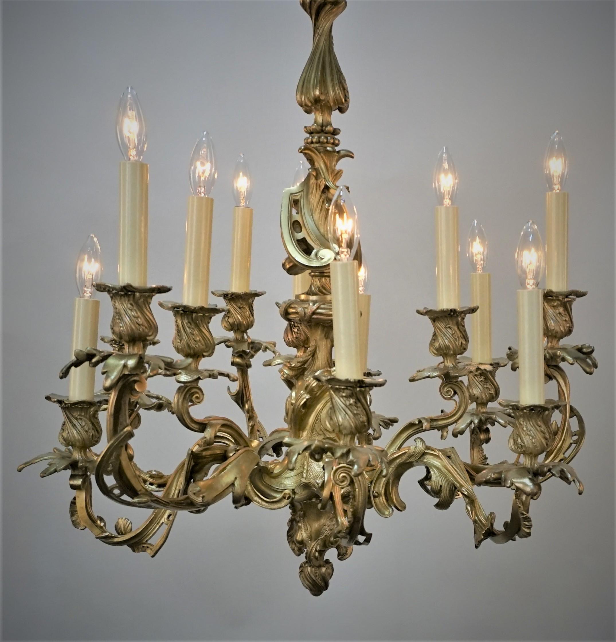 19th Century French Bronze Chandelier In Good Condition For Sale In Fairfax, VA