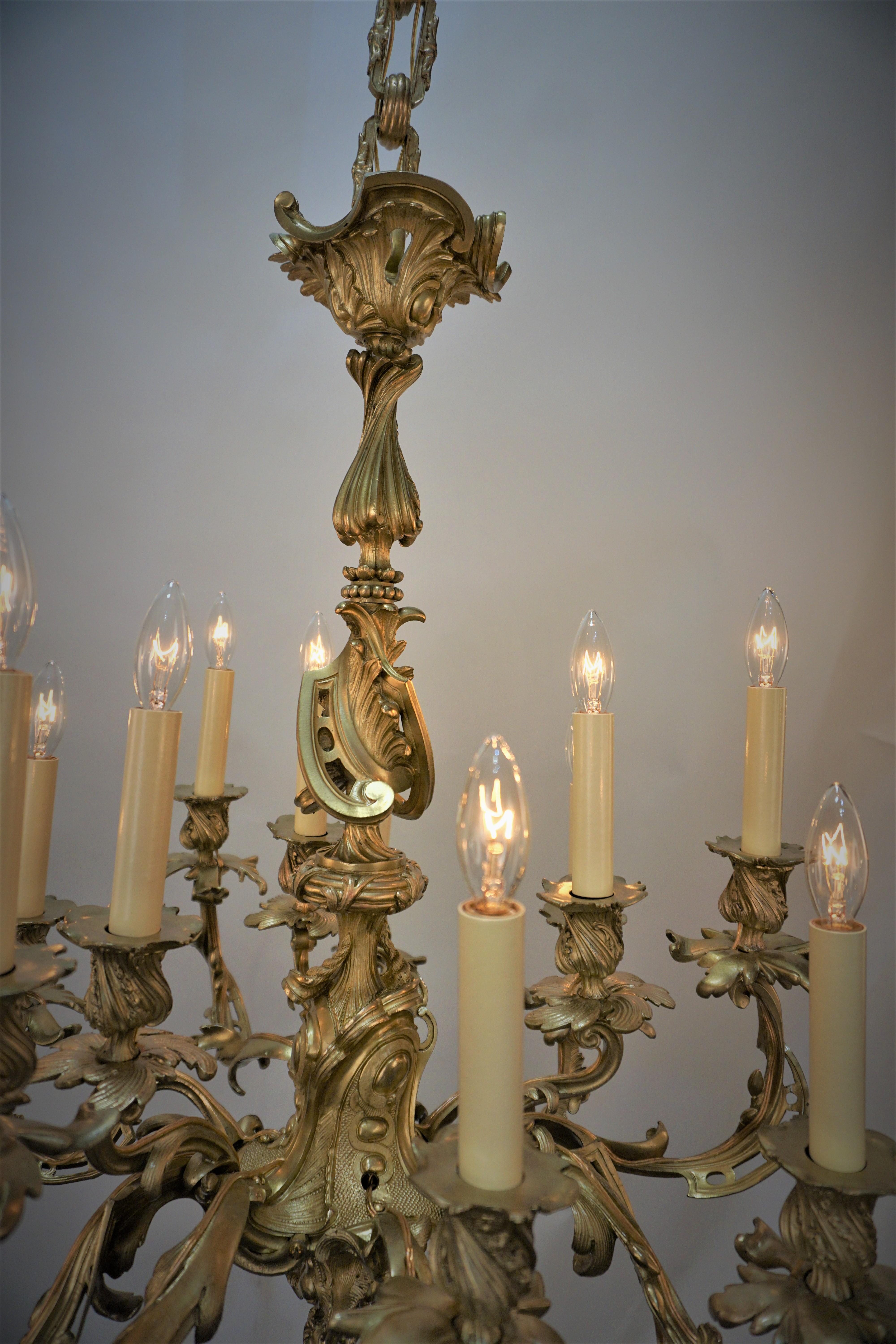19th Century French Bronze Chandelier For Sale 2