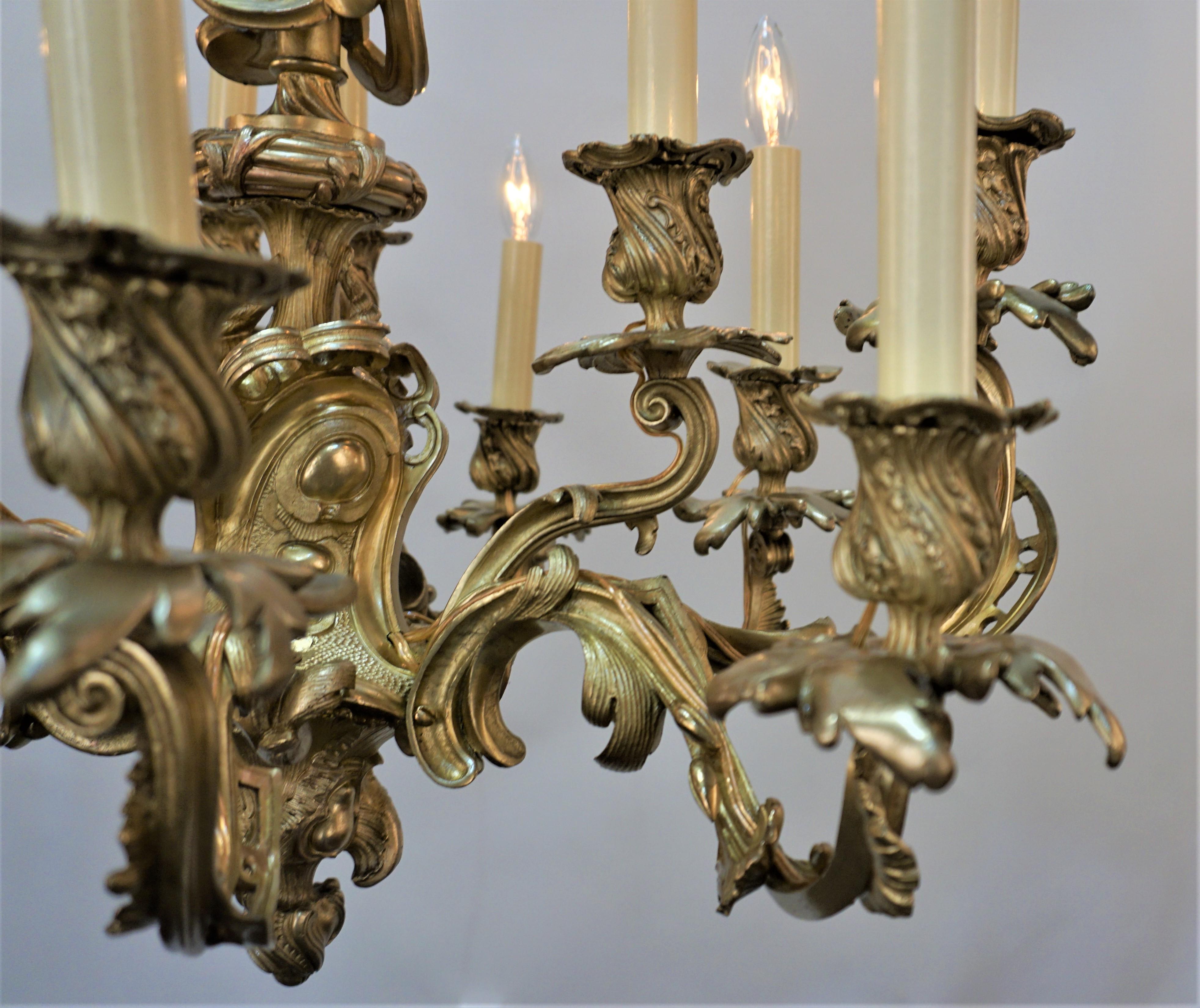 19th Century French Bronze Chandelier For Sale 5