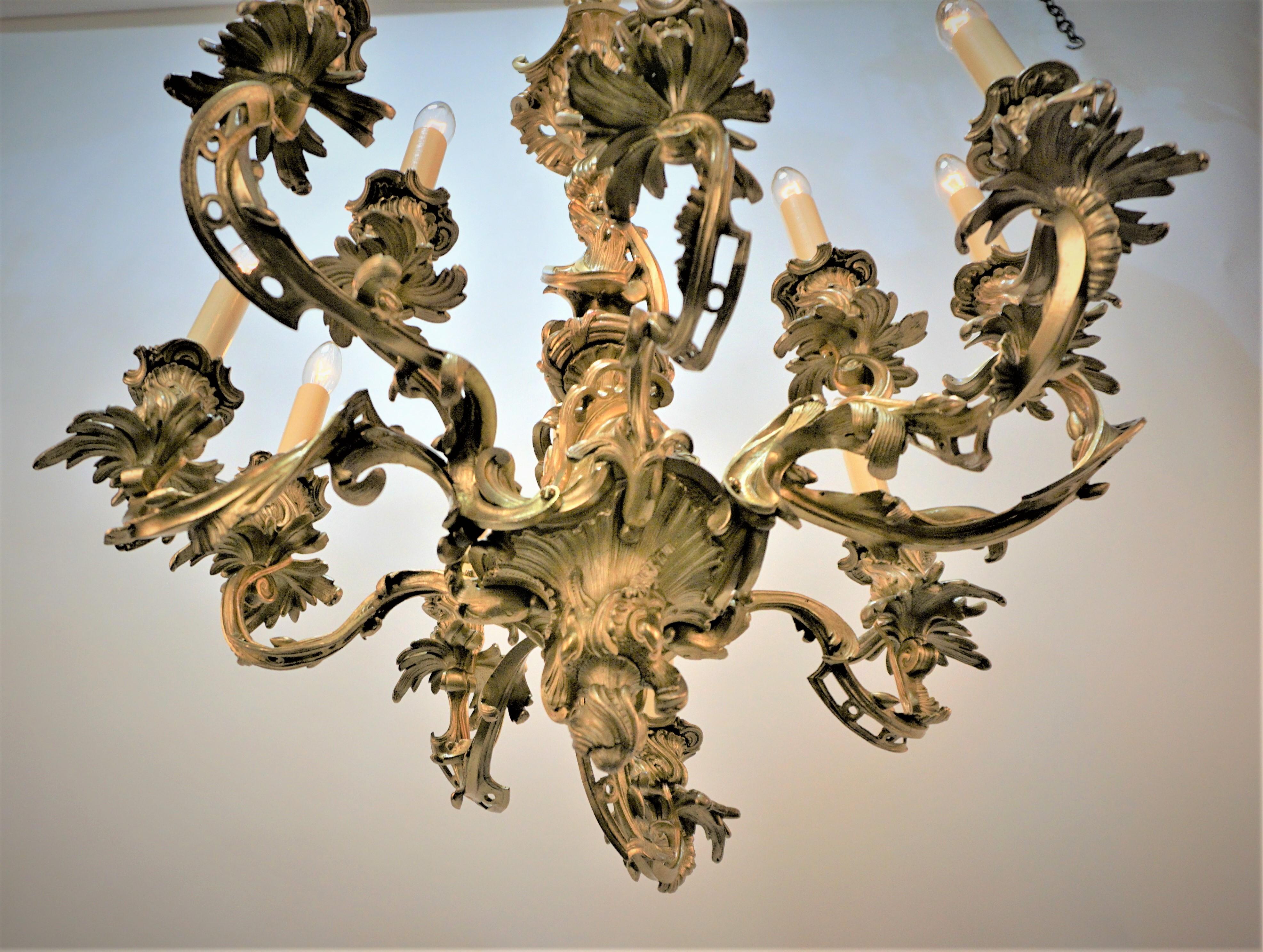 19th Century French Bronze Chandelier For Sale 6