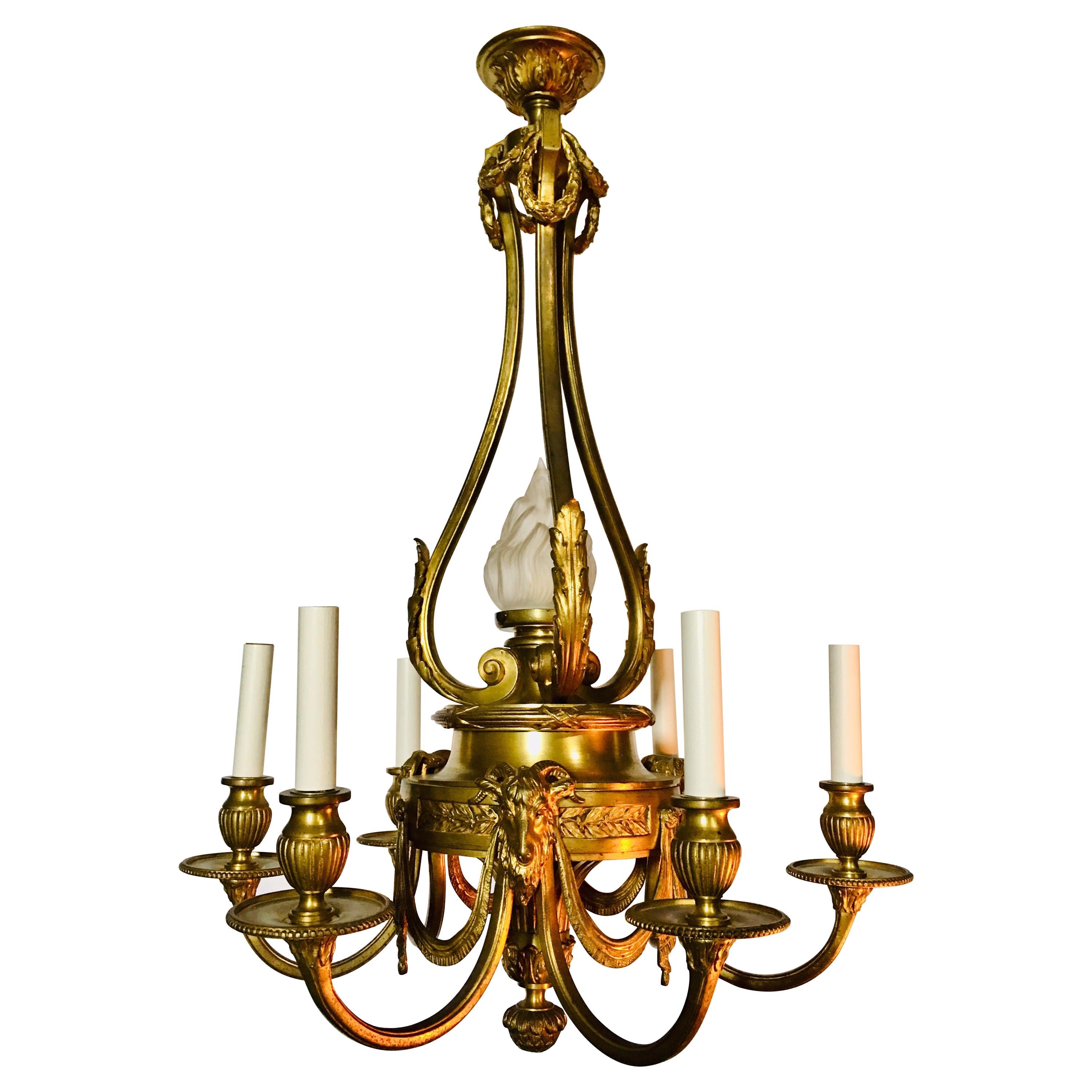 19th Century French Louis XVI Bronze Chandelier For Sale