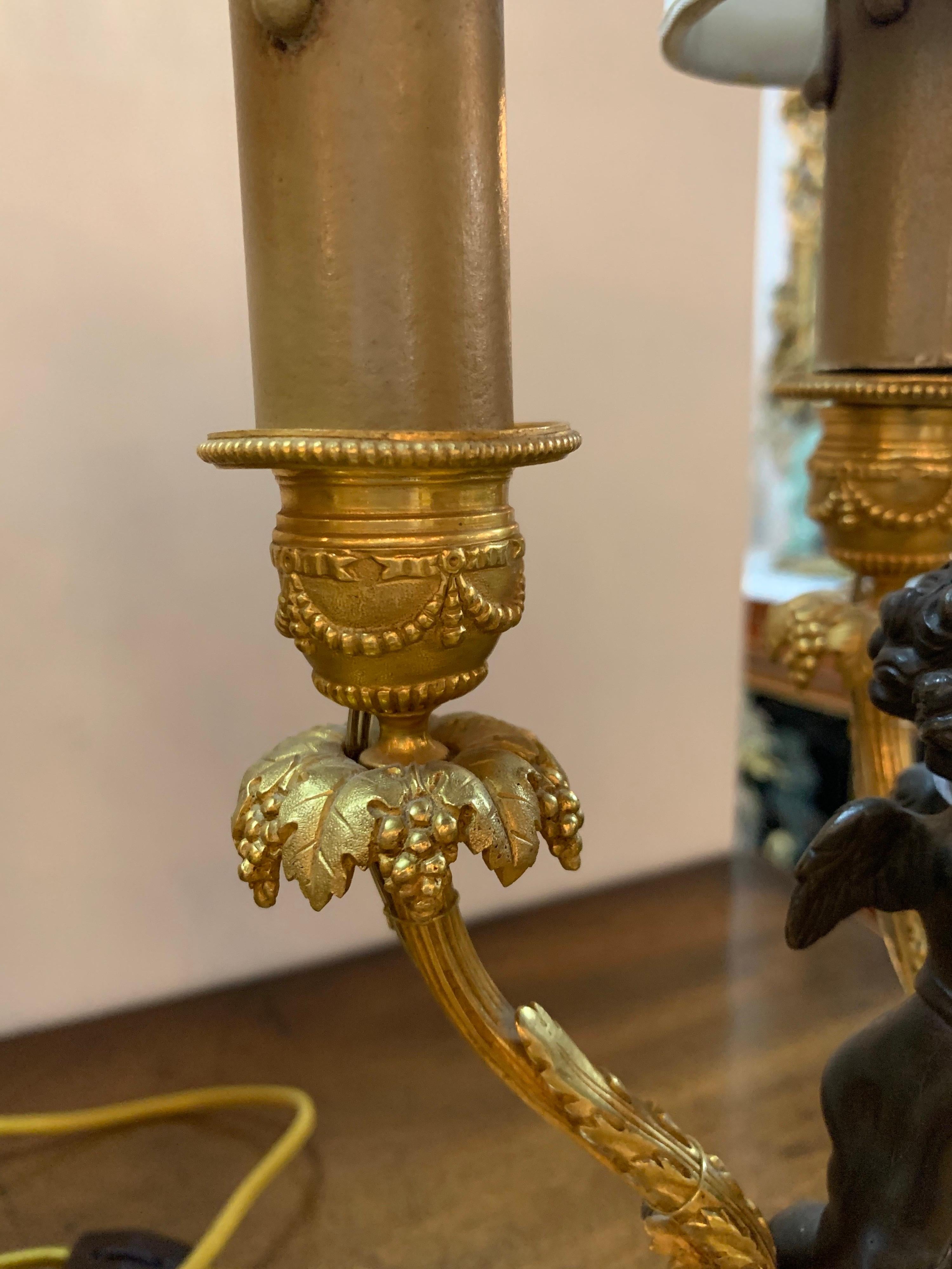 antique bronze cherub lamp