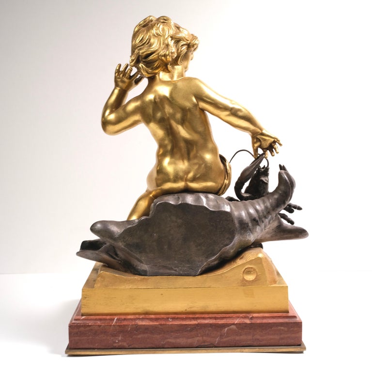 19th Century French Bronze Cherub Sculpture In Good Condition For Sale In Los Angeles, CA