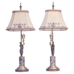 19th Century French Bronze Chinoiserie Figural Lamps