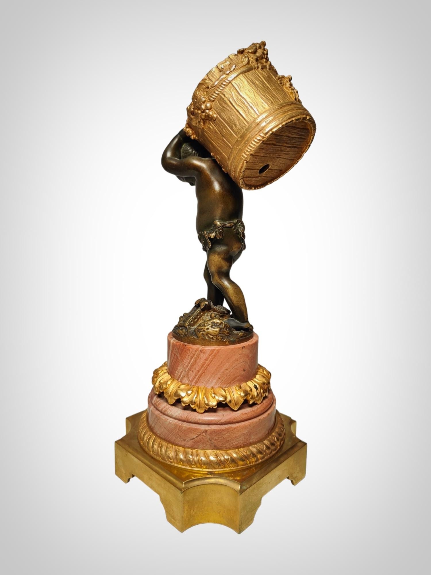 Französische Bronzeuhr des 19. Jahrhunderts: Elegante Allegorie der Erntearbeit im Angebot 7