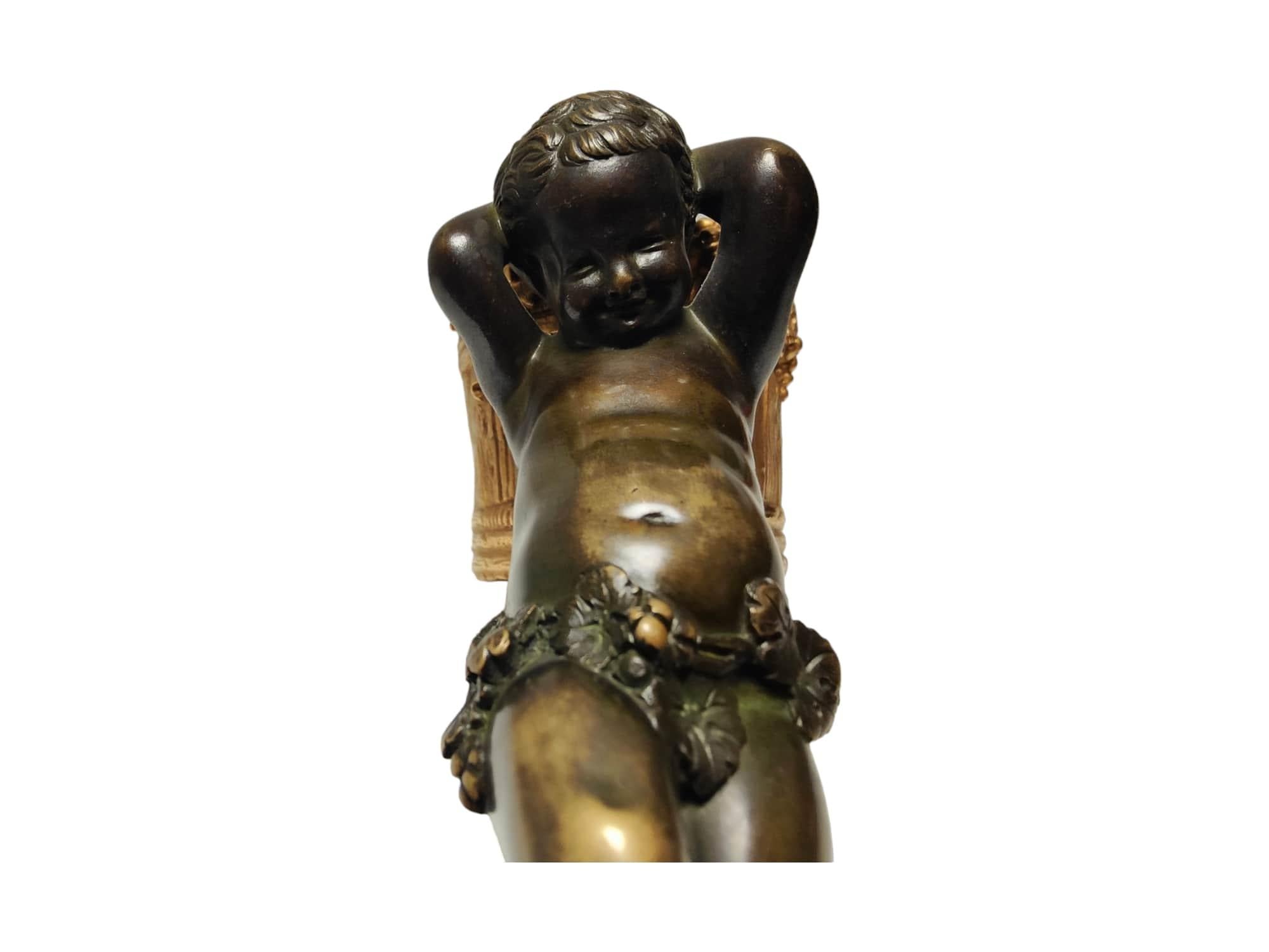 Französische Bronzeuhr des 19. Jahrhunderts: Elegante Allegorie der Erntearbeit im Angebot 11