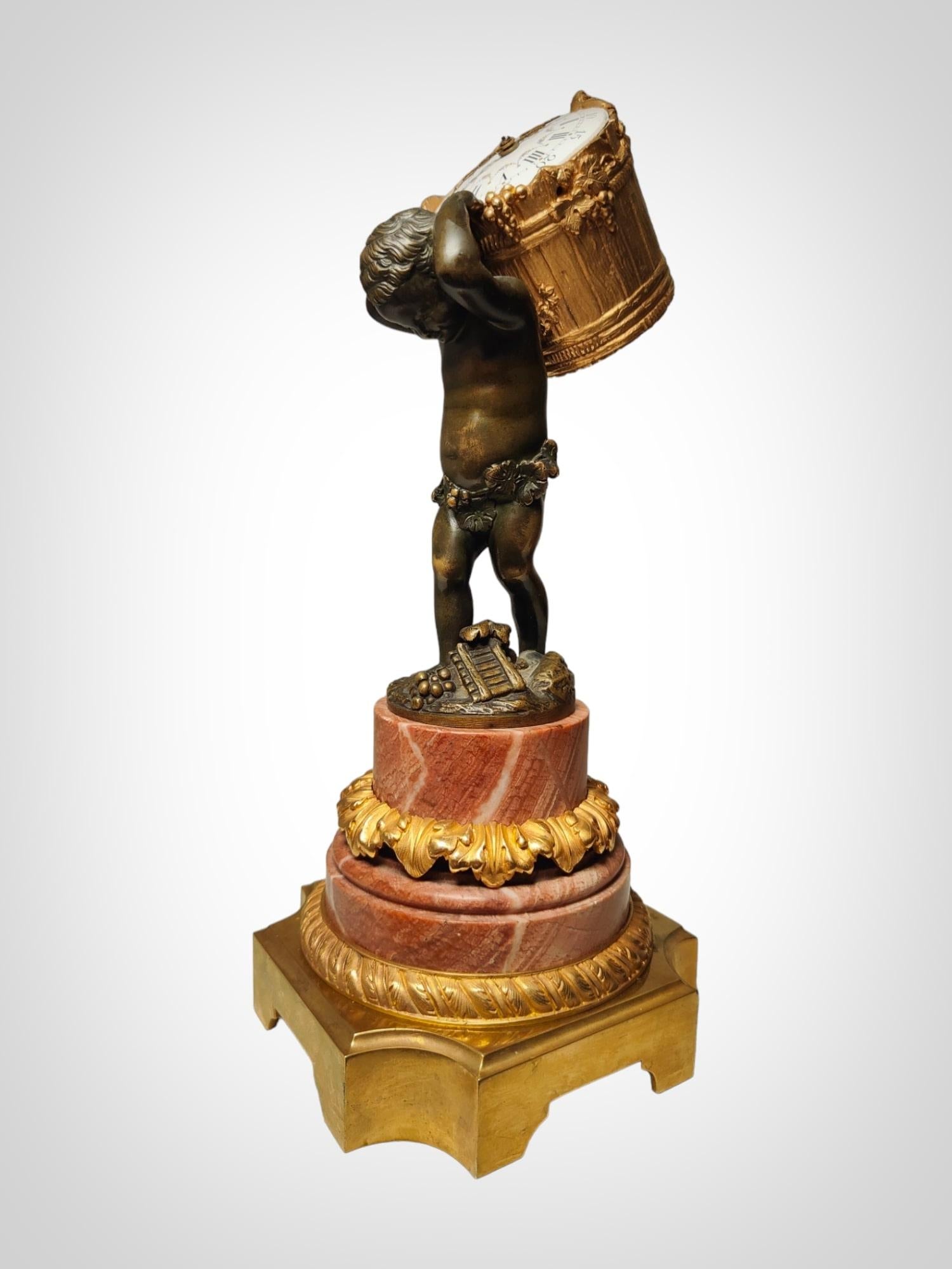 Französische Bronzeuhr des 19. Jahrhunderts: Elegante Allegorie der Erntearbeit (Spätes 19. Jahrhundert) im Angebot