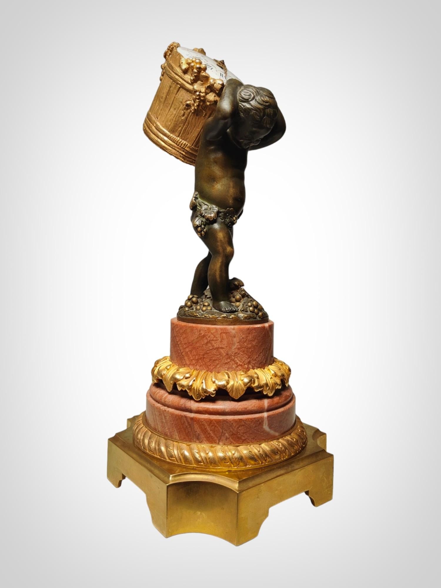 Französische Bronzeuhr des 19. Jahrhunderts: Elegante Allegorie der Erntearbeit im Angebot 1