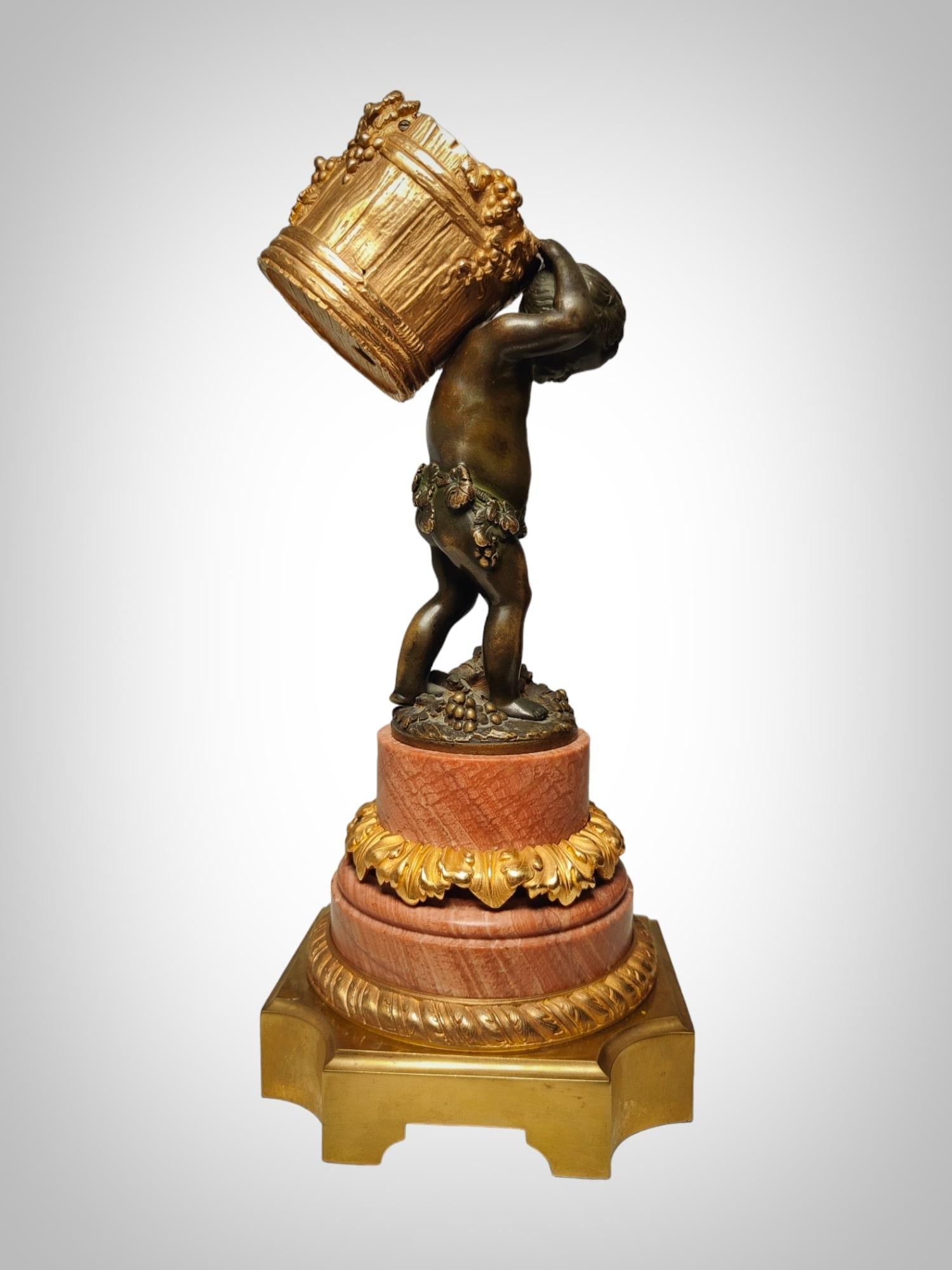 Französische Bronzeuhr des 19. Jahrhunderts: Elegante Allegorie der Erntearbeit im Angebot 3