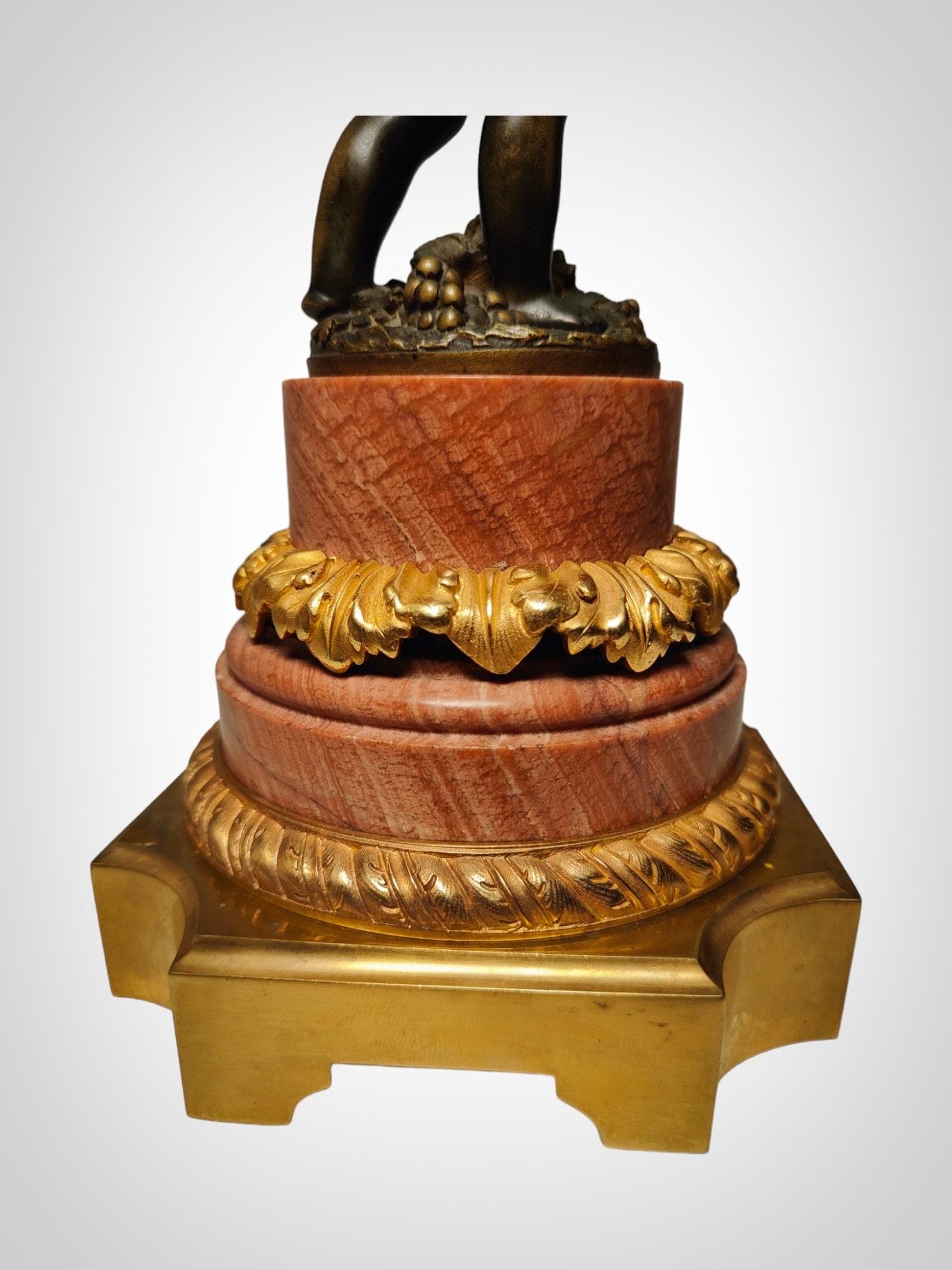 Französische Bronzeuhr des 19. Jahrhunderts: Elegante Allegorie der Erntearbeit im Angebot 4