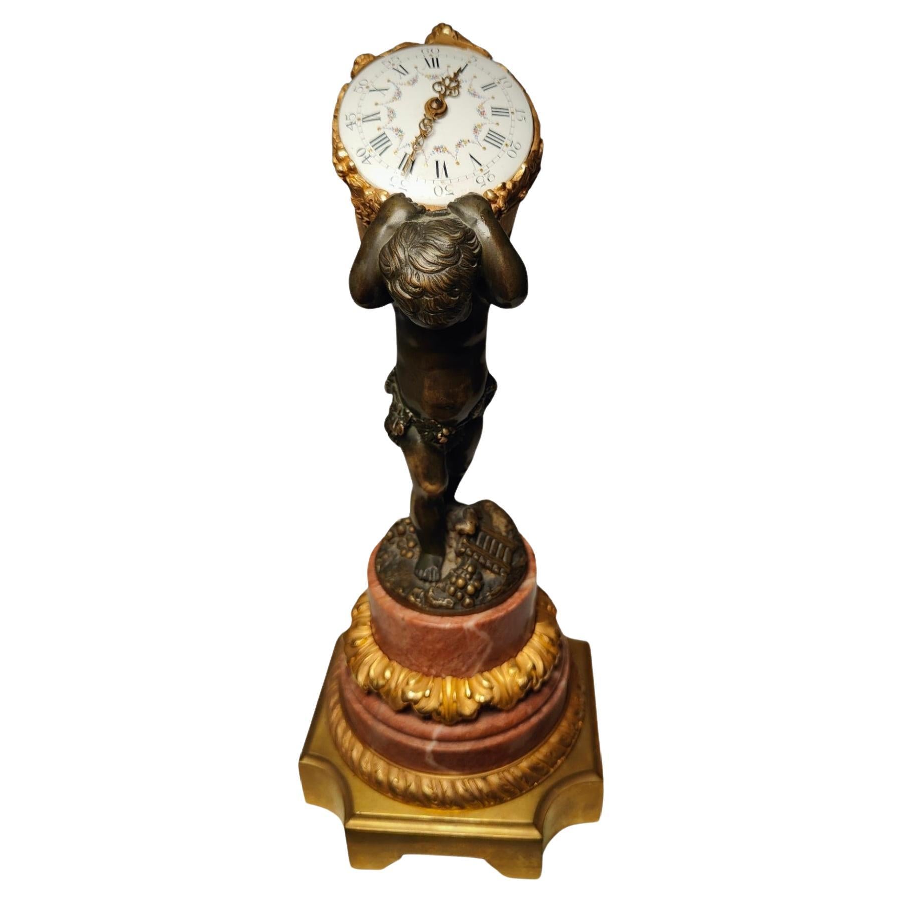Französische Bronzeuhr des 19. Jahrhunderts: Elegante Allegorie der Erntearbeit im Angebot