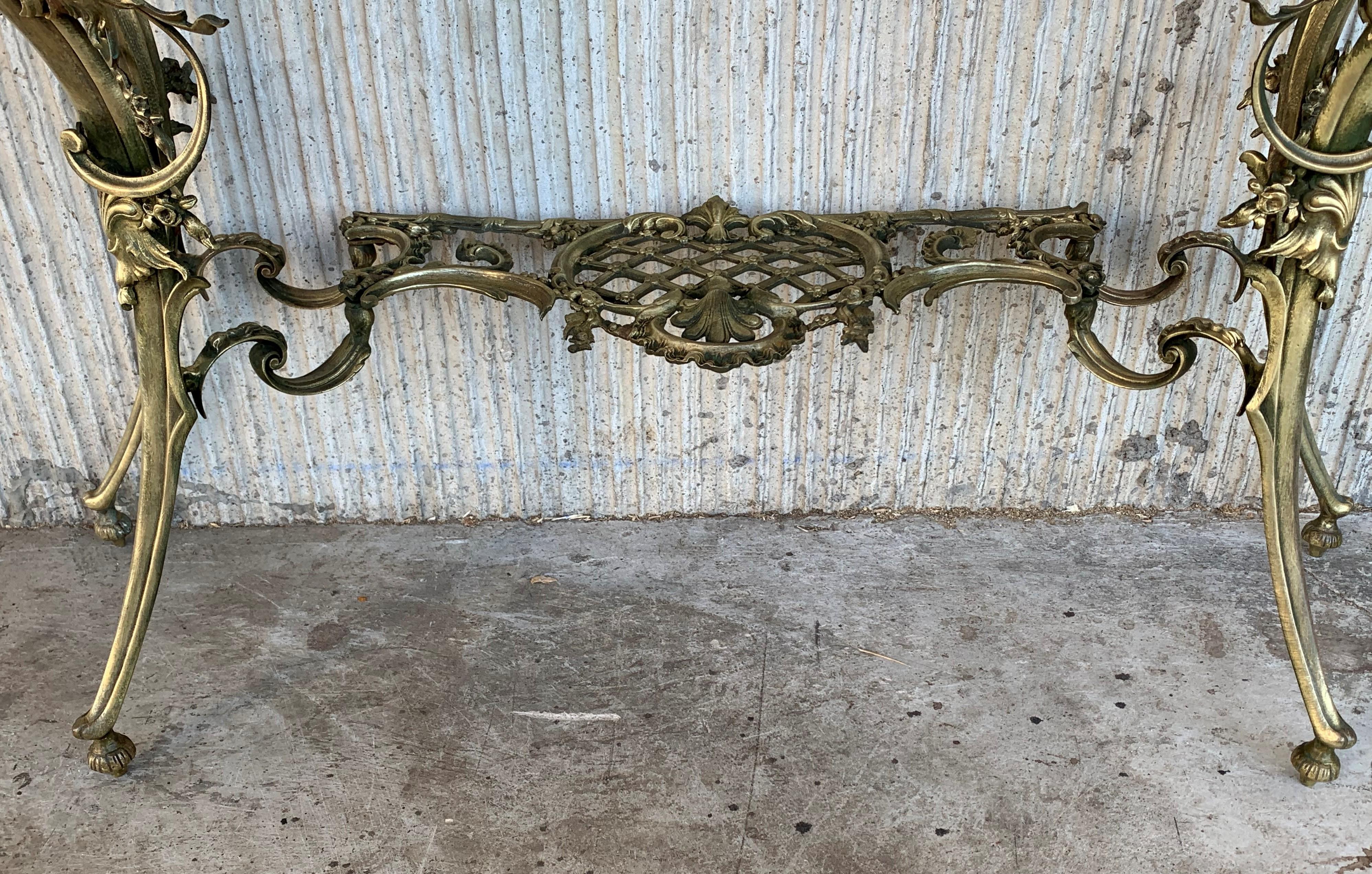 19th Century French Bronze Console Table or Vanity with White Marble Top and Cre 8