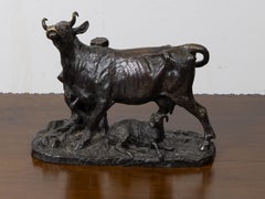 19th Century French Bronze Cow and Calf Animalier Sculpture
